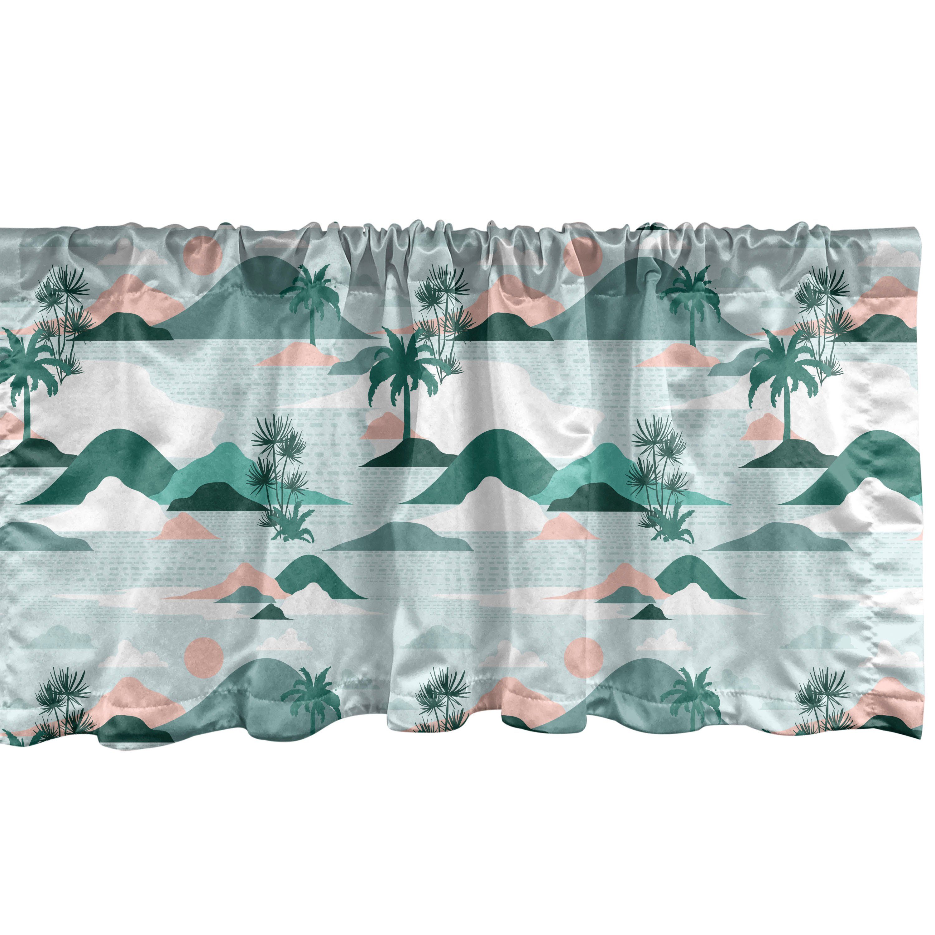 Scheibengardine Vorhang Volant für Küche Schlafzimmer Dekor mit Stangentasche, Abakuhaus, Microfaser, Hawaii Papier-Schnitt-Art-Strand-Kunst | Scheibengardinen