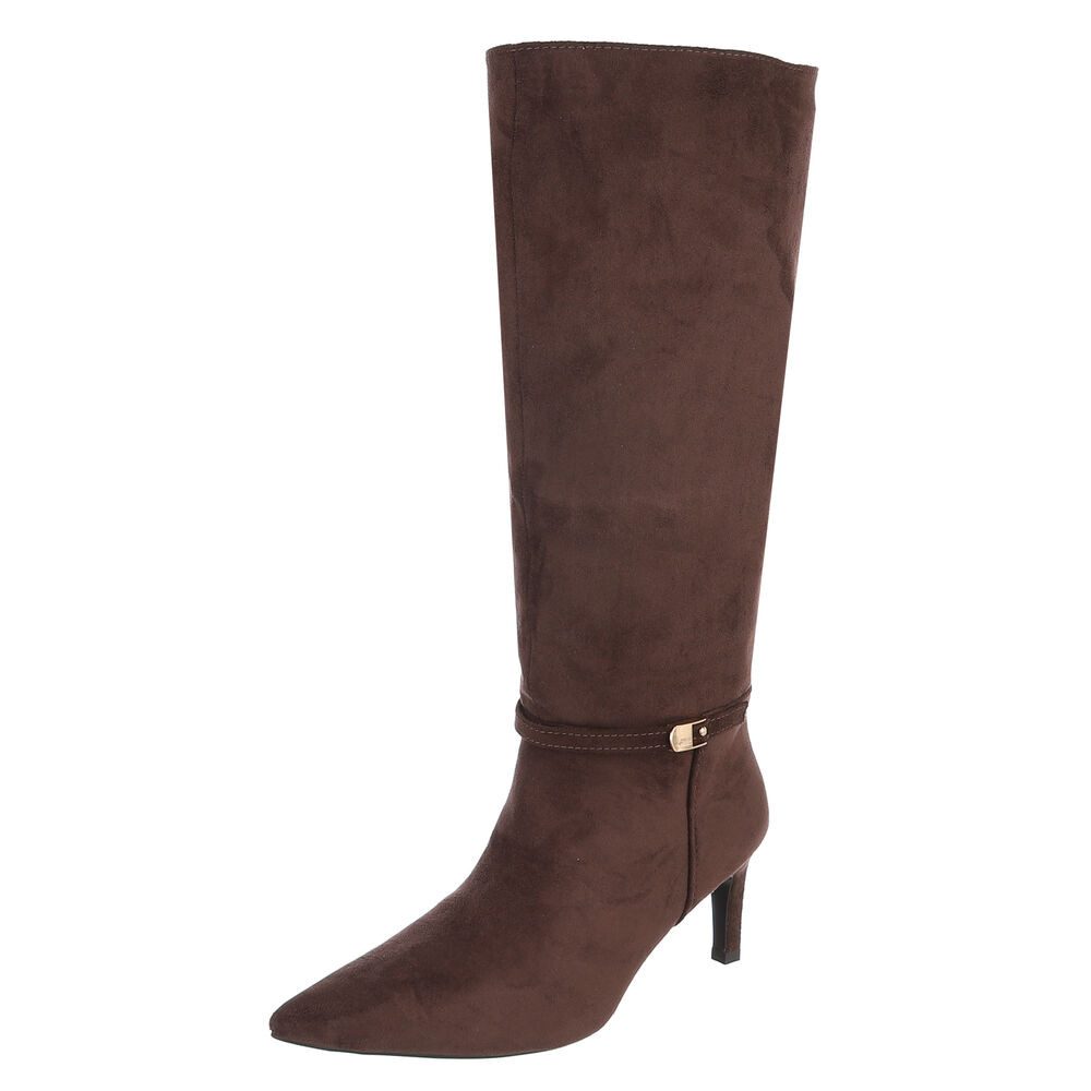 Ital-Design Damen Stiefelette mit Absatz und gerafftem Schaft Stiefel (92392268) Pfennig-/Stilettoabsatz Stiefel in Braun