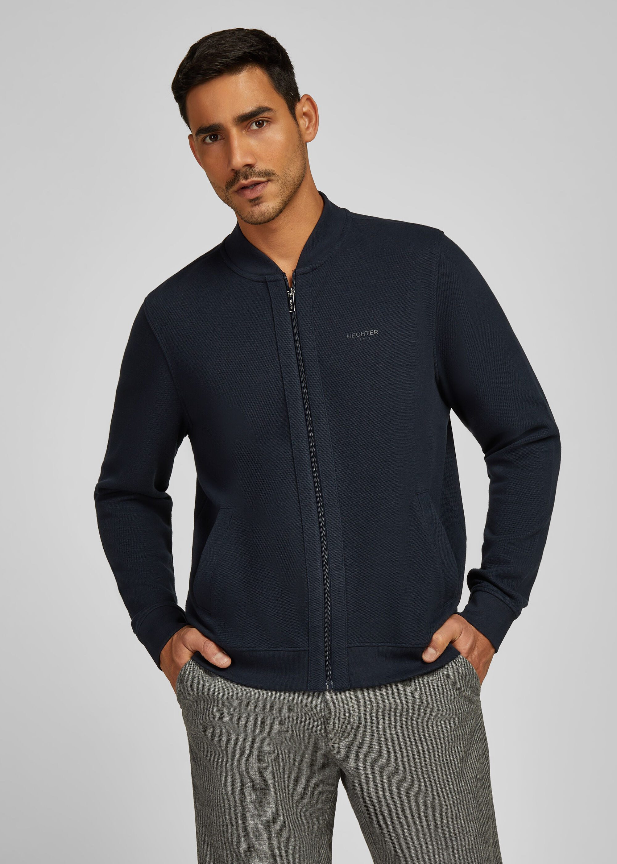 HECHTER PARIS Sweatjacke Interlock-Sweat, Logo-Print