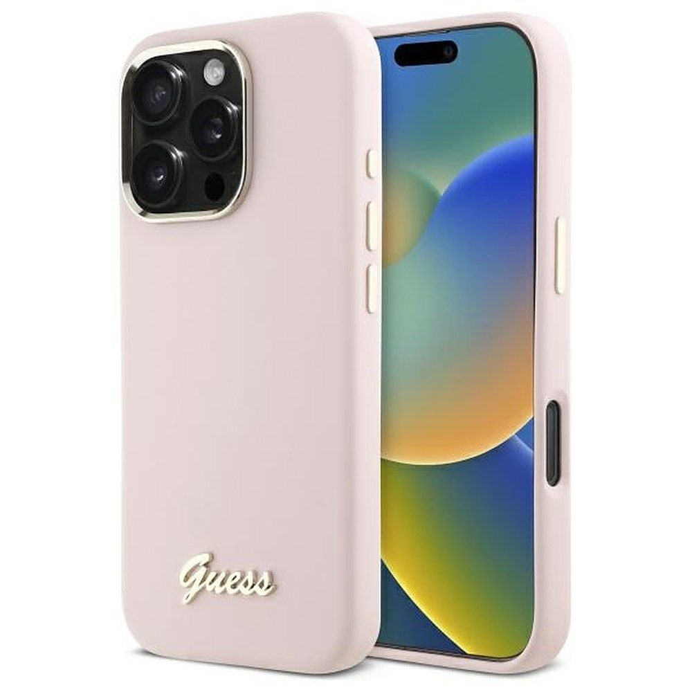 Guess Handyhülle Schutzhülle Rückschale Smartphonehülle 6,7 Zoll, Metall-Logo, Kameraschutzrahmen, stoßabsorbierend