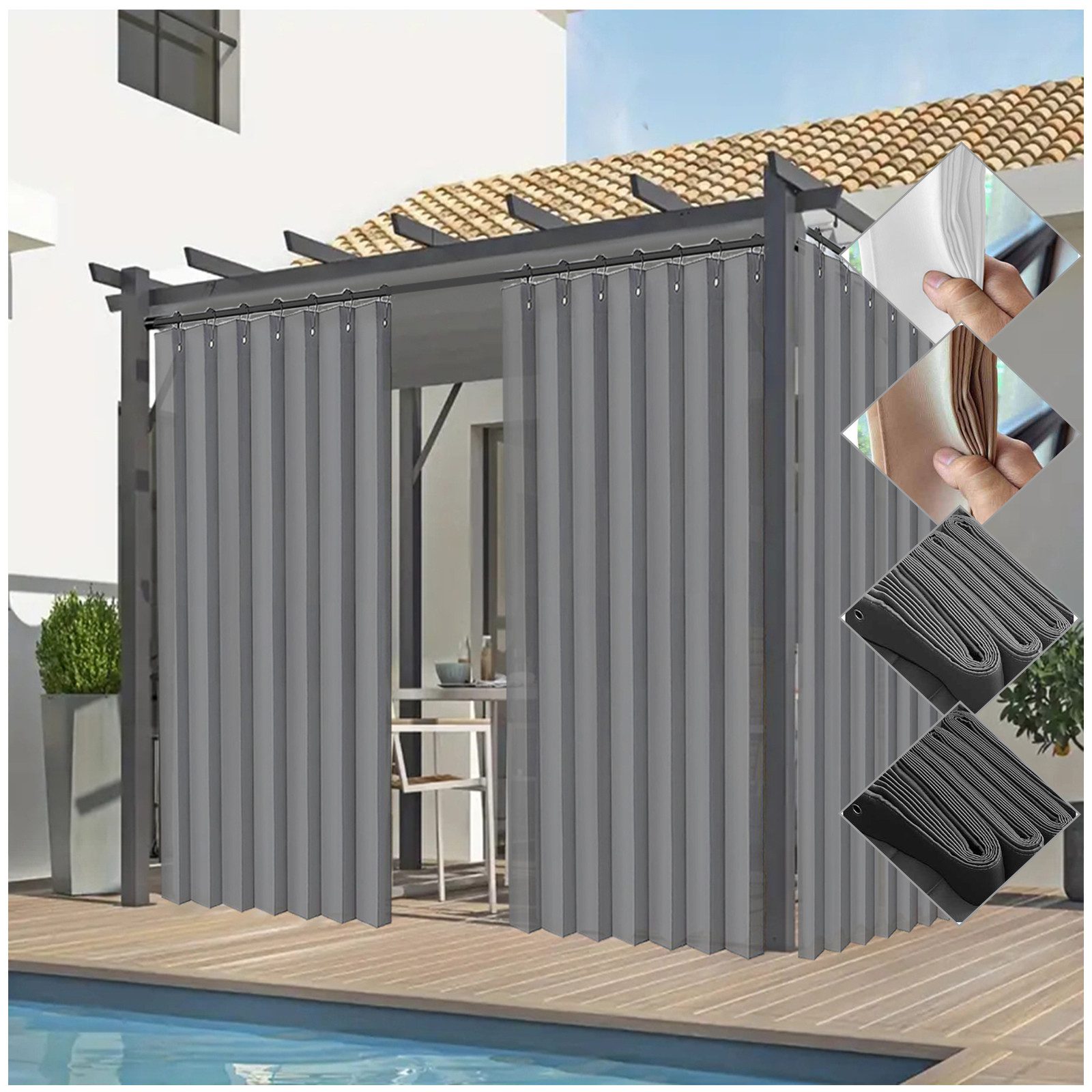 Jibenhome Outdoorvorhang Sichtschutz Vorhang Raumteiler, Wasserdicht günstig online kaufen