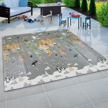 Kinderteppich Spielmatte Teppich Kinderzimmer Bunt Tiere Weltkarte, Paco Home, rechteckig, Höhe: 5 mm