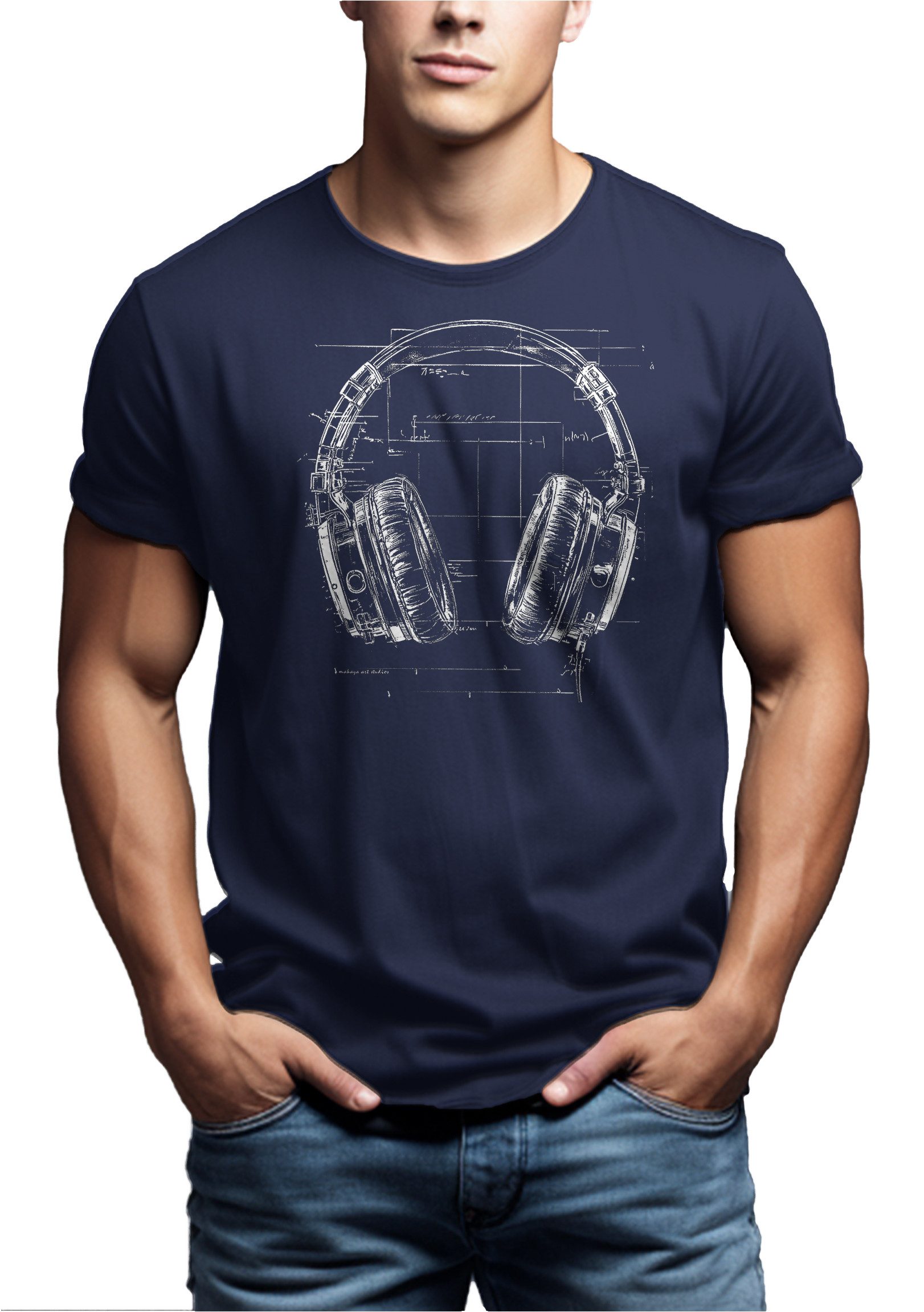 MAKAYA T-Shirt mit Kopfhörer Aufdruck für Herren Musik Motiv Hip Hop Outfit günstig online kaufen