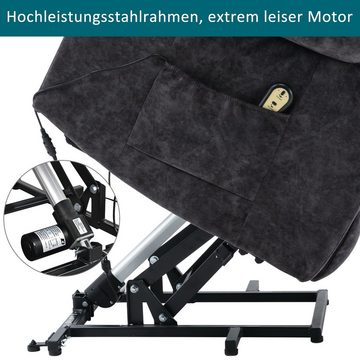 BlingBin Sessel Elektrischer Massagestuhl mit Aufstehhilfe 92*102*100CM Grau (Ruhesessel Relaxsessel Wärmefunktion mit Fernbedienung), Elektrische Einstellung