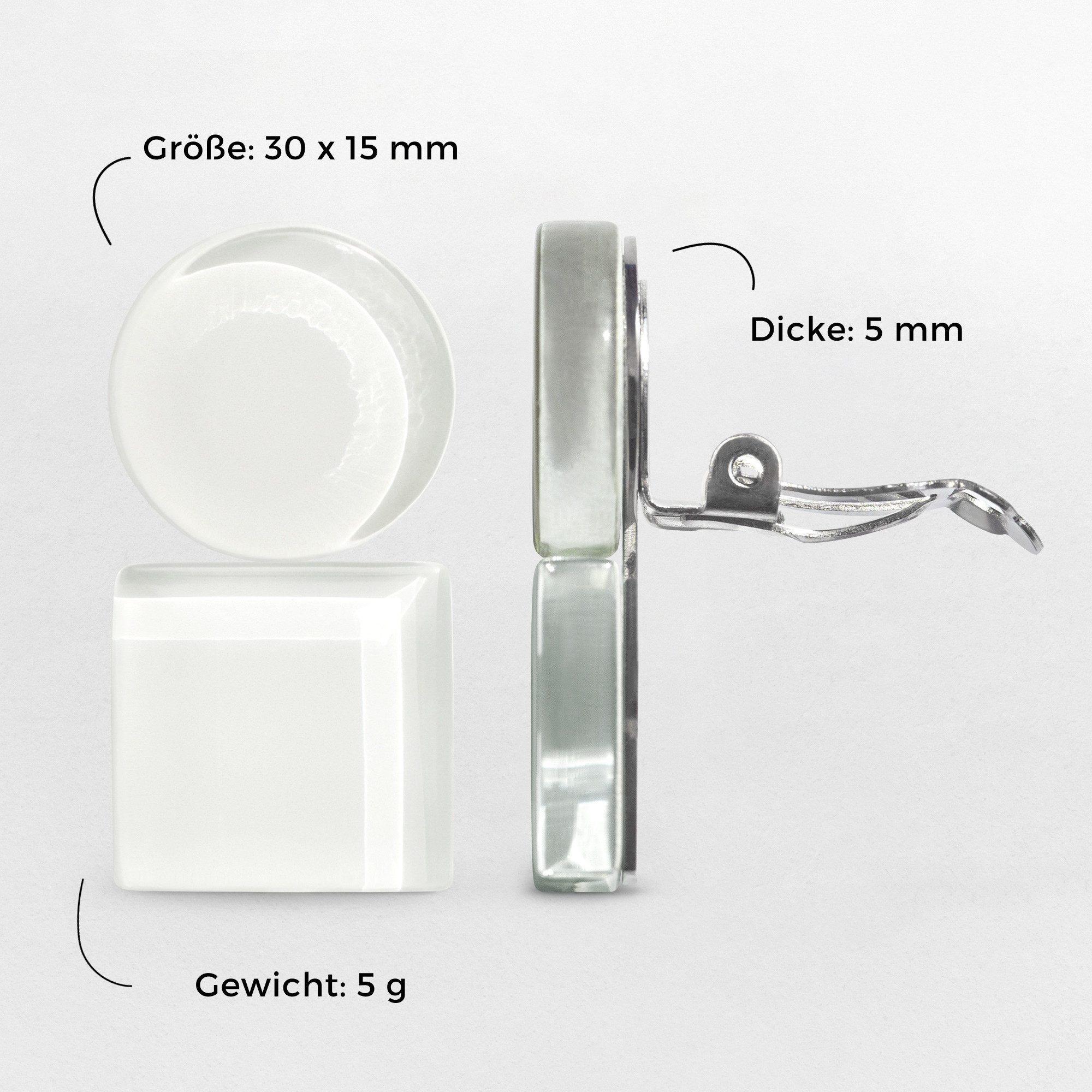 ALEXASCHA Paar Ohrclips Geometrische Clip Ohrringe im Bauhaus Design • Statement Ohrclips