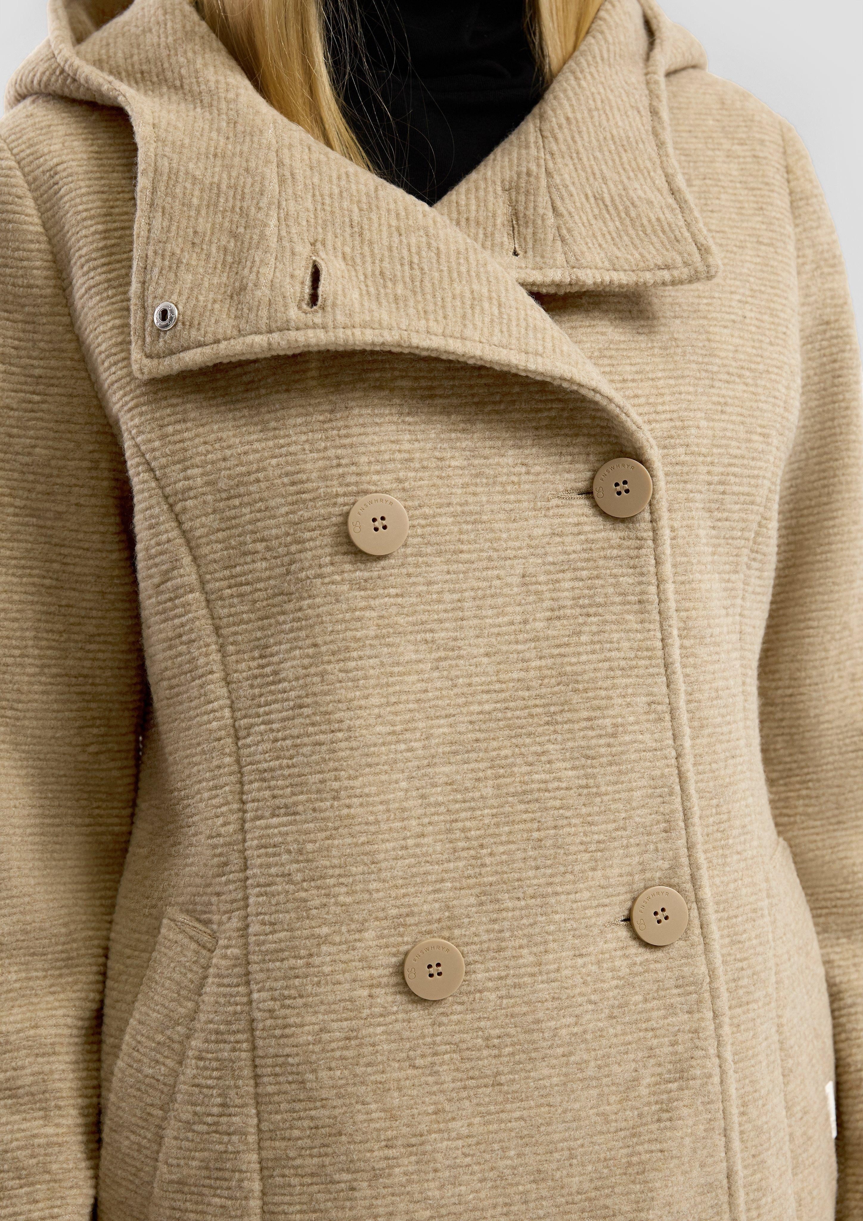 QS Outdoorjacke Kurzmantel in Wolloptik mit günstig online kaufen