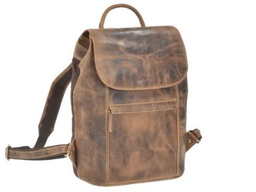 Greenburry Freizeitrucksack Vintage, Rucksack 33x38cm, kleiner Damenrucksack, Leder antik braun