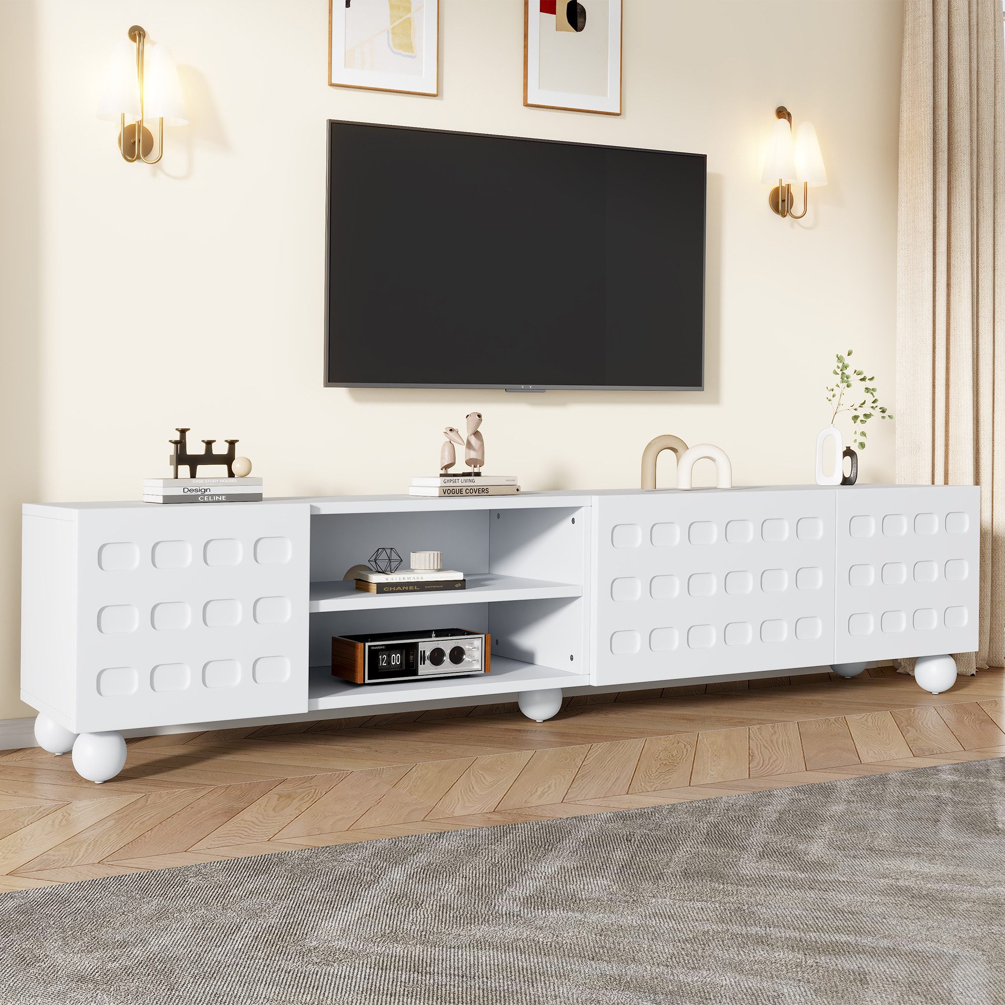 Merax Lowboard mit bedrucktem Design (200 x 40 x 44 cm, 1 St., Wohnzimmersc günstig online kaufen