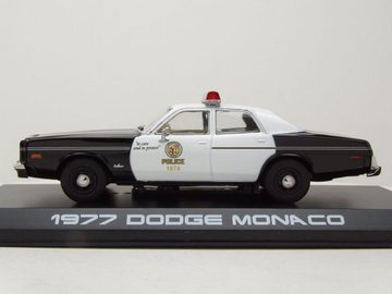 GREENLIGHT collectibles Modellauto Dodge Monaco Police 1977 schwarz weiß Terminator Modellauto 1:43 Green, Maßstab 1:43