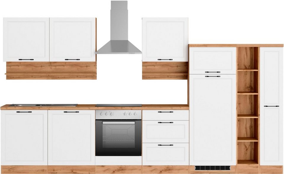 HELD MÖBEL Küche Lana, 360 cm breit, wahlweise mit oder ohne E-Geräte,  Hochwertig MDF-Fronten in modernen Landhausstil