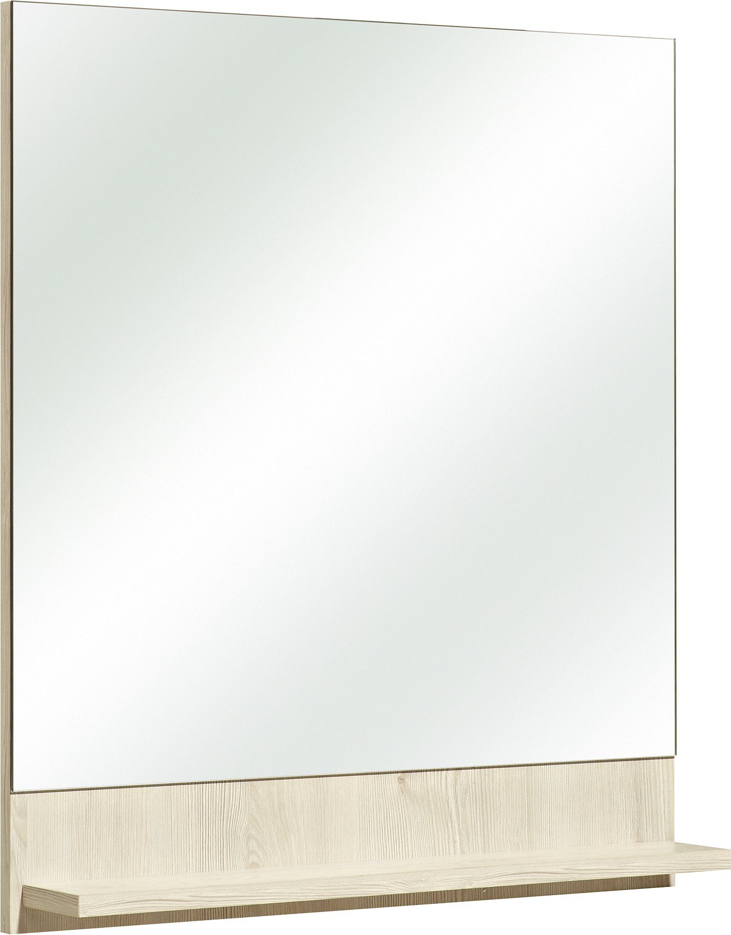 Saphir Wandspiegel Quickset 350 Flächenspiegel mit Ablage, 60 cm breit, 68 cm hoch, Pinie Ida hell Nachbildung, Badezimmer-Wandspiegel