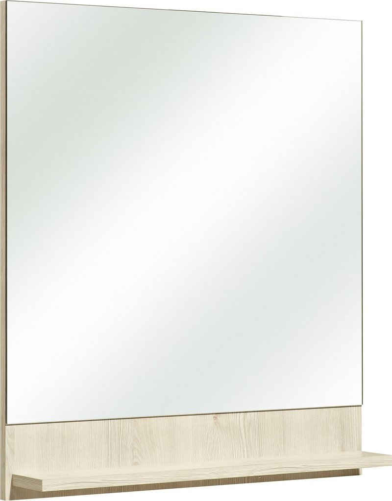 Saphir Wandspiegel Quickset 350 Flächenspiegel mit Ablage, 60 cm breit, 68 cm hoch, Pinie Ida hell Nachbildung, Badezimmer-Wandspiegel