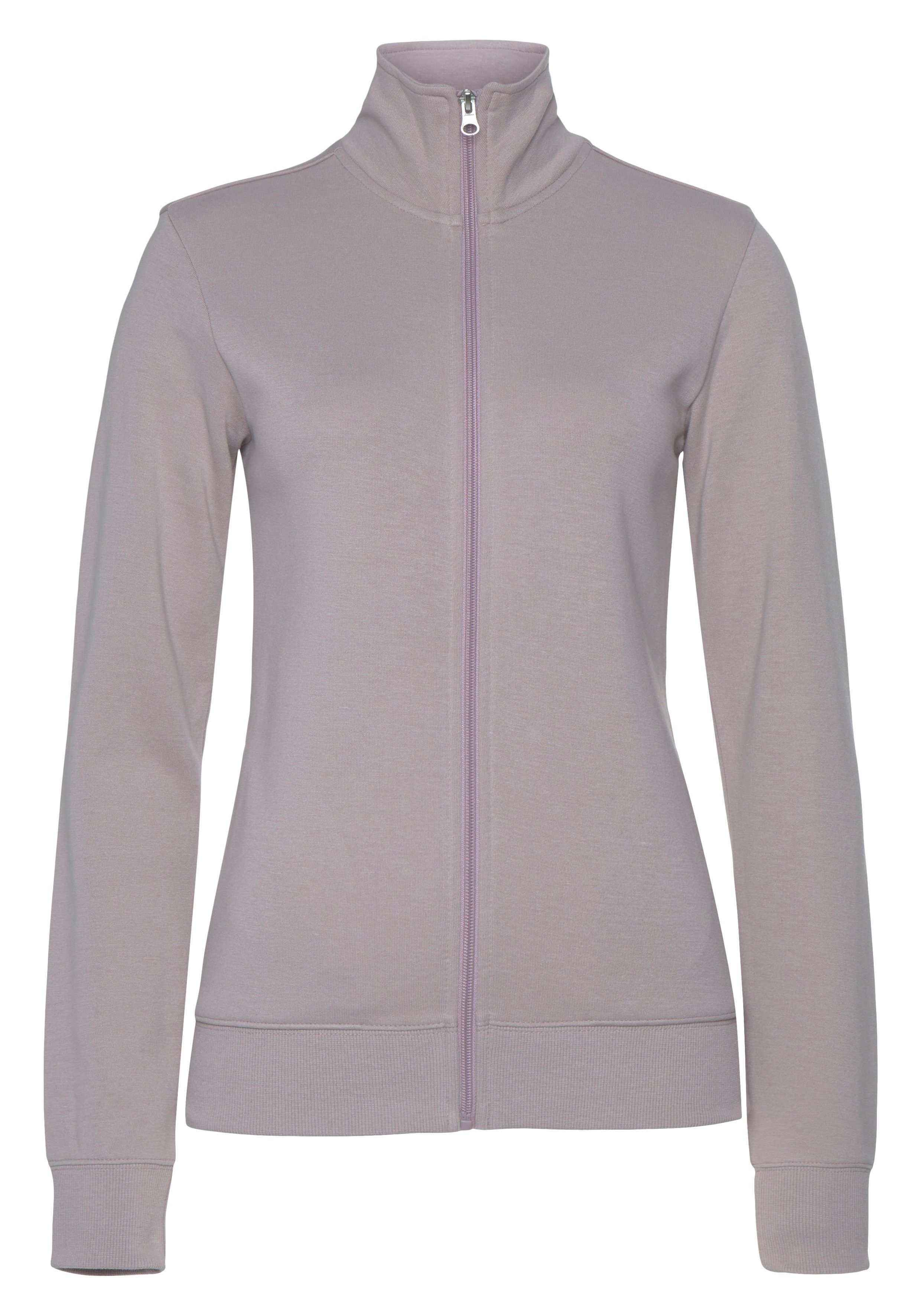 rauchrosa Loungeanzug Sweatjacke (1-tlg) mit Stehkragen, Bench. bestickten Loungewear