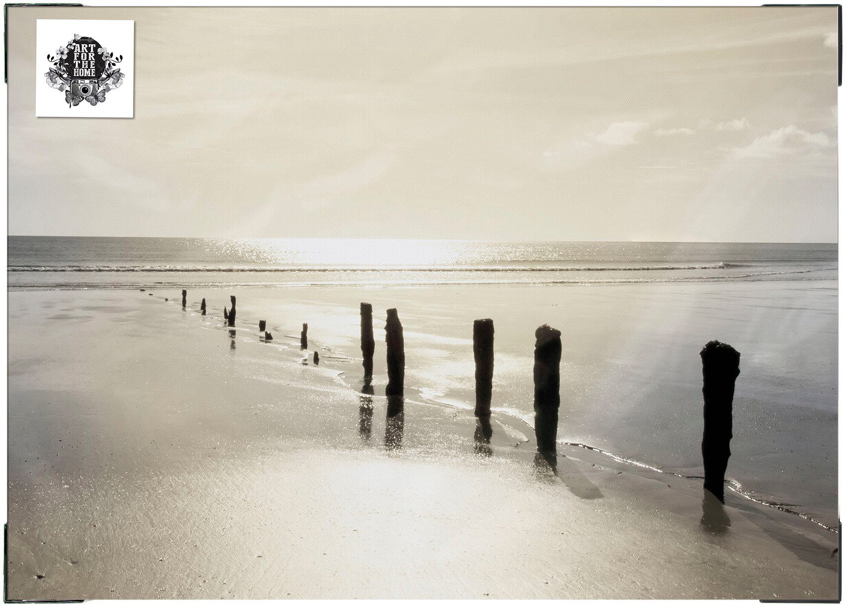 Art for the home Leinwandbild Outdoor Sonne Meer 50x70cm, Romantisch, Strand (1 St), Leinwand für draußen - Sonnenuntergang - 50x70cm