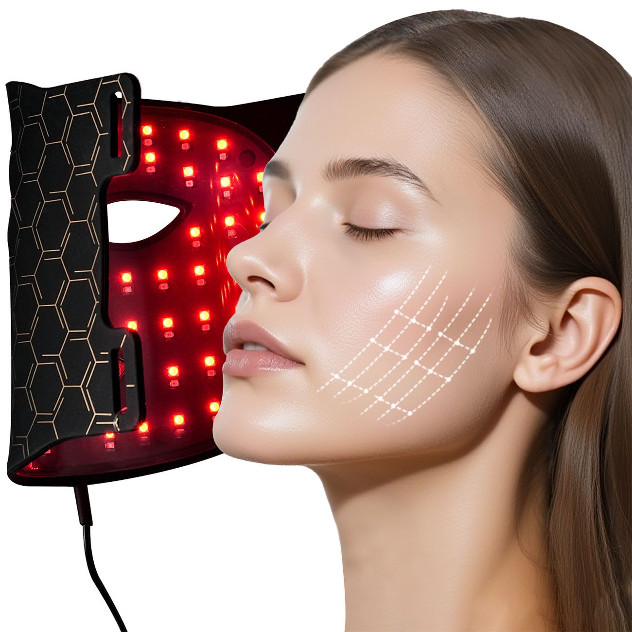 shop'n smile ideoon LED-Gesichtsmaske Effiziente Gesichtspflege & Beauty-Anwendung für zu Hause, 72 RGB- und 72 Infrarot-Lichter, Material: Silikon