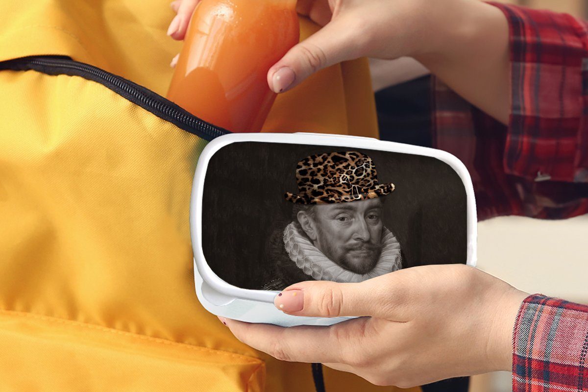 Erwachsene, Hut für Lunchbox Oranien von MuchoWow - Kunststoff, Pantherdruck, - Brotbox Jungs für Mädchen Brotdose, weiß und und Wilhelm (2-tlg), Kinder