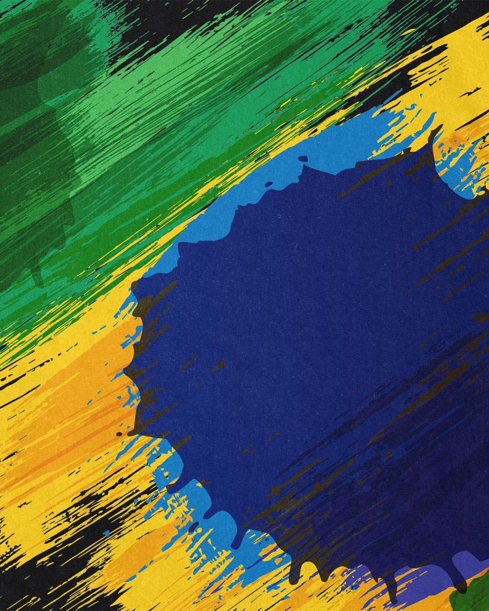 style3 Fußball EM T-Shirt Brazil Brasilien Fahne Flagge Print-Shirt schwarz WM Sport Herren