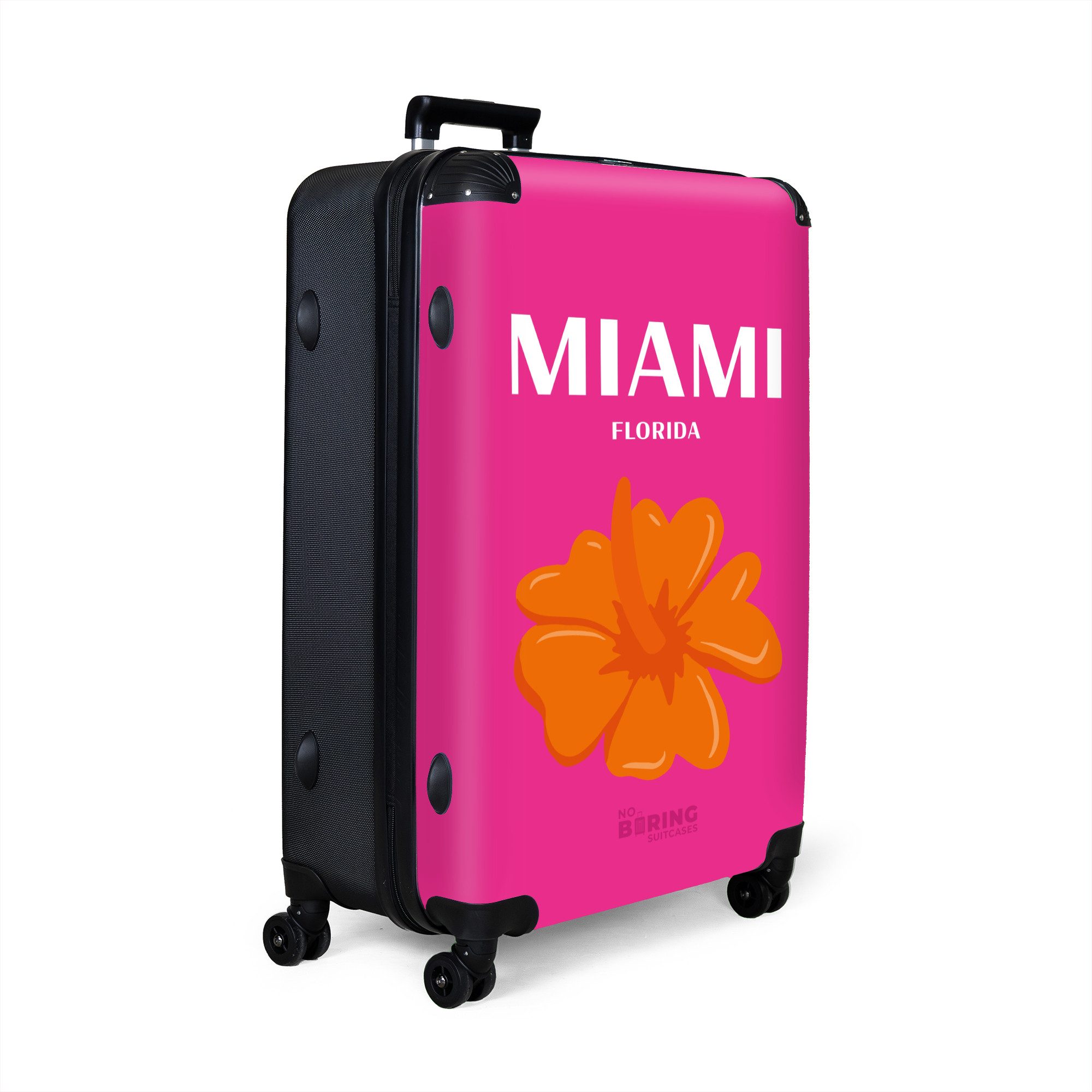 NoBoringSuitcases.com© Hartschalen-Trolley Rosa mit Miami Florida günstig online kaufen