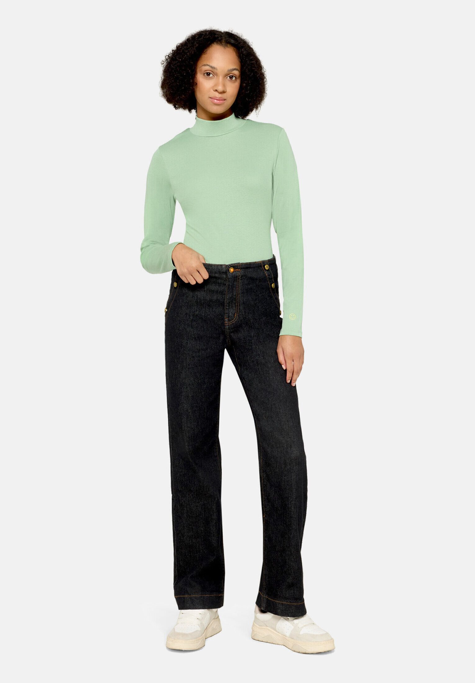 Cartoon Kurzarmshirt Damen mit Kragen (1-tlg)