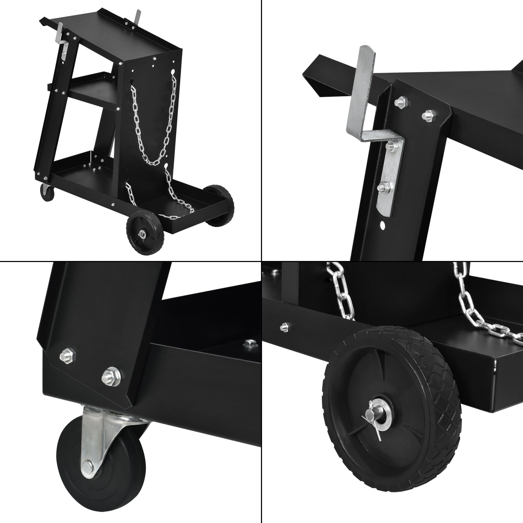 pro.tec Werkzeugtrolley, Schweißwagen mit 3 und Gasflaschenhalter Ablageflächen