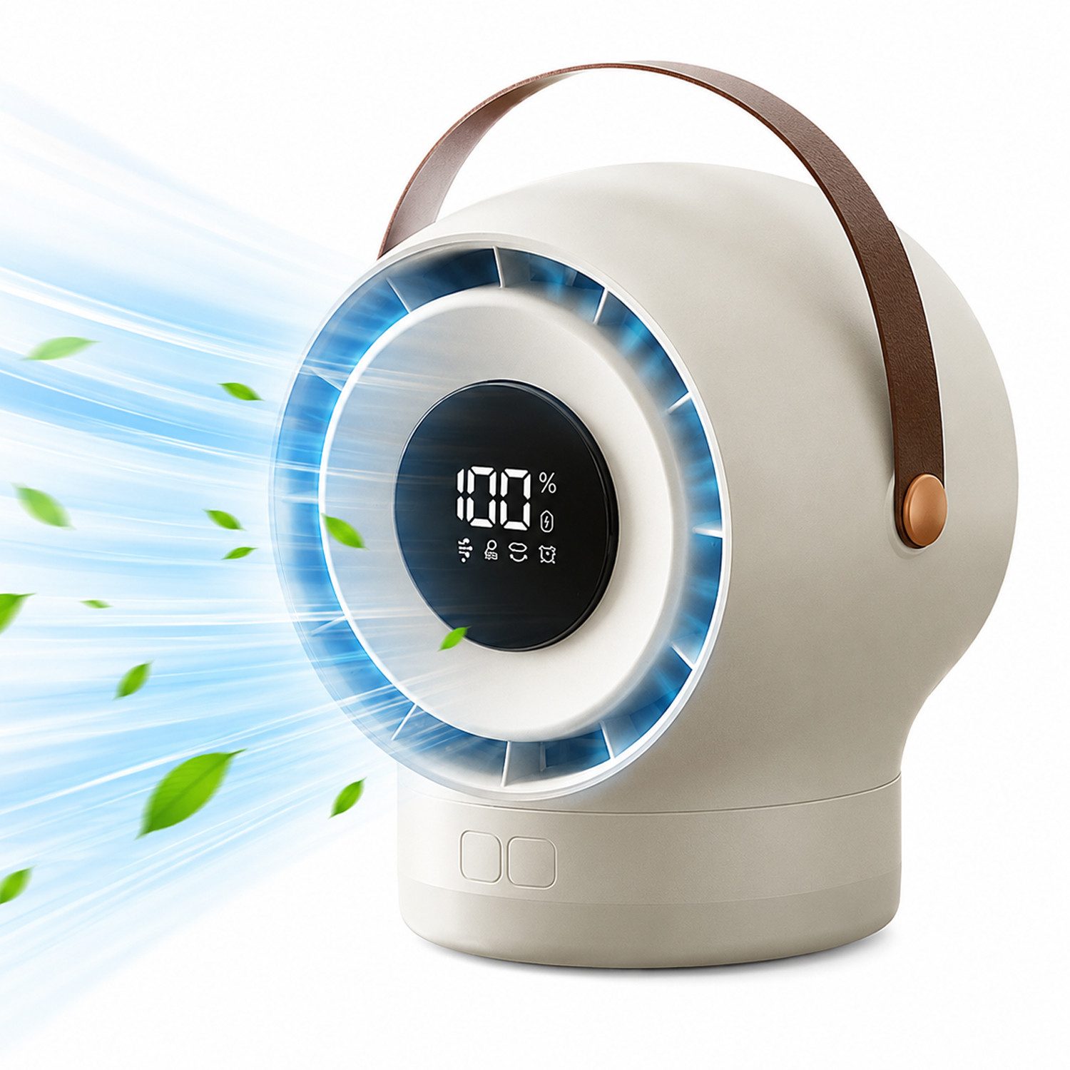 MOPUEA Mini USB-Ventilator Tischventilator,3600mAh Akku USB tragbarer Lüfter mit LED-Display