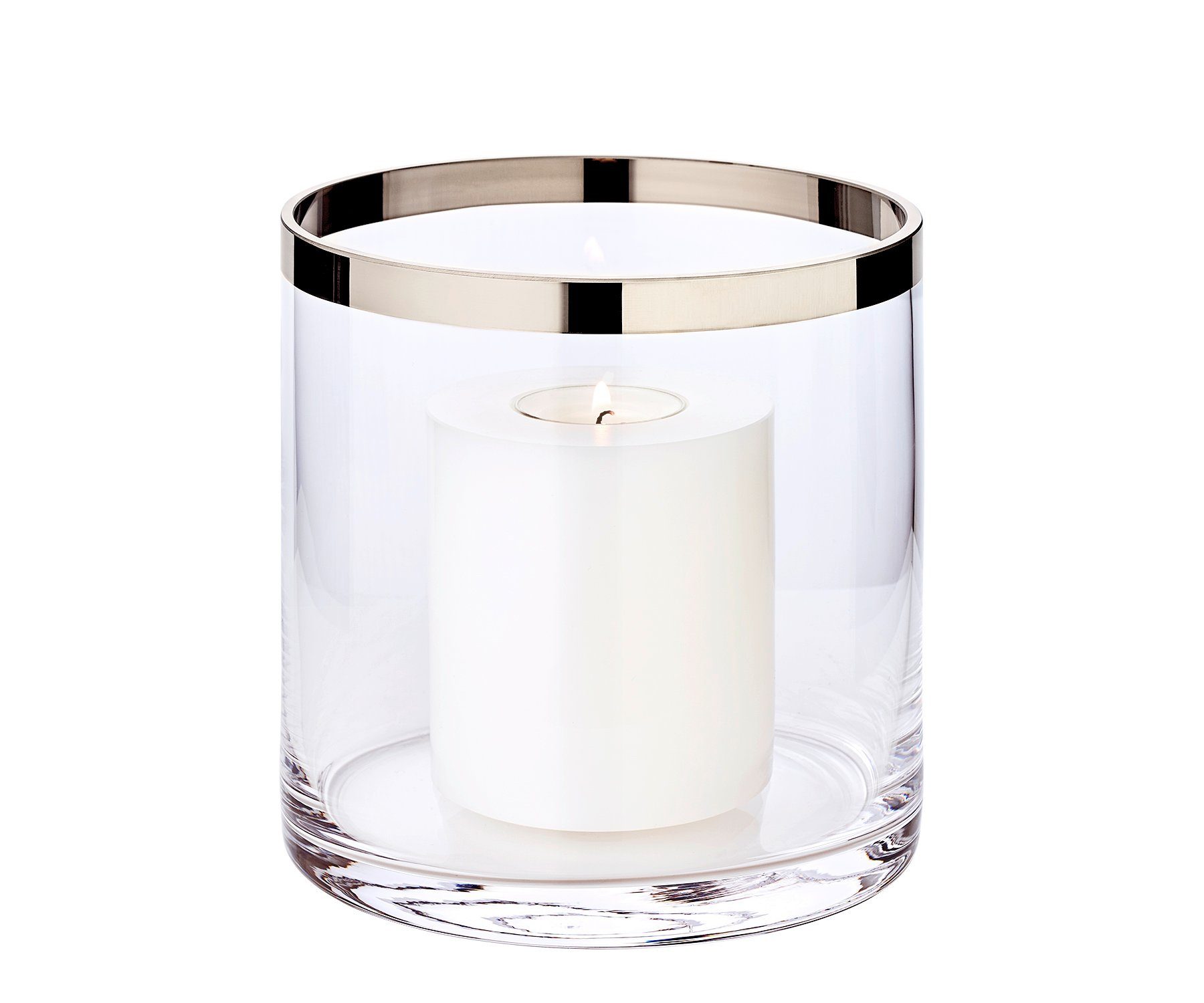 15 Stumpenkerzen Kerzenhalter aus cm, Ø Molly, mit für 15 Höhe cm, Windlicht Kristallglas EDZARD Platinrand,