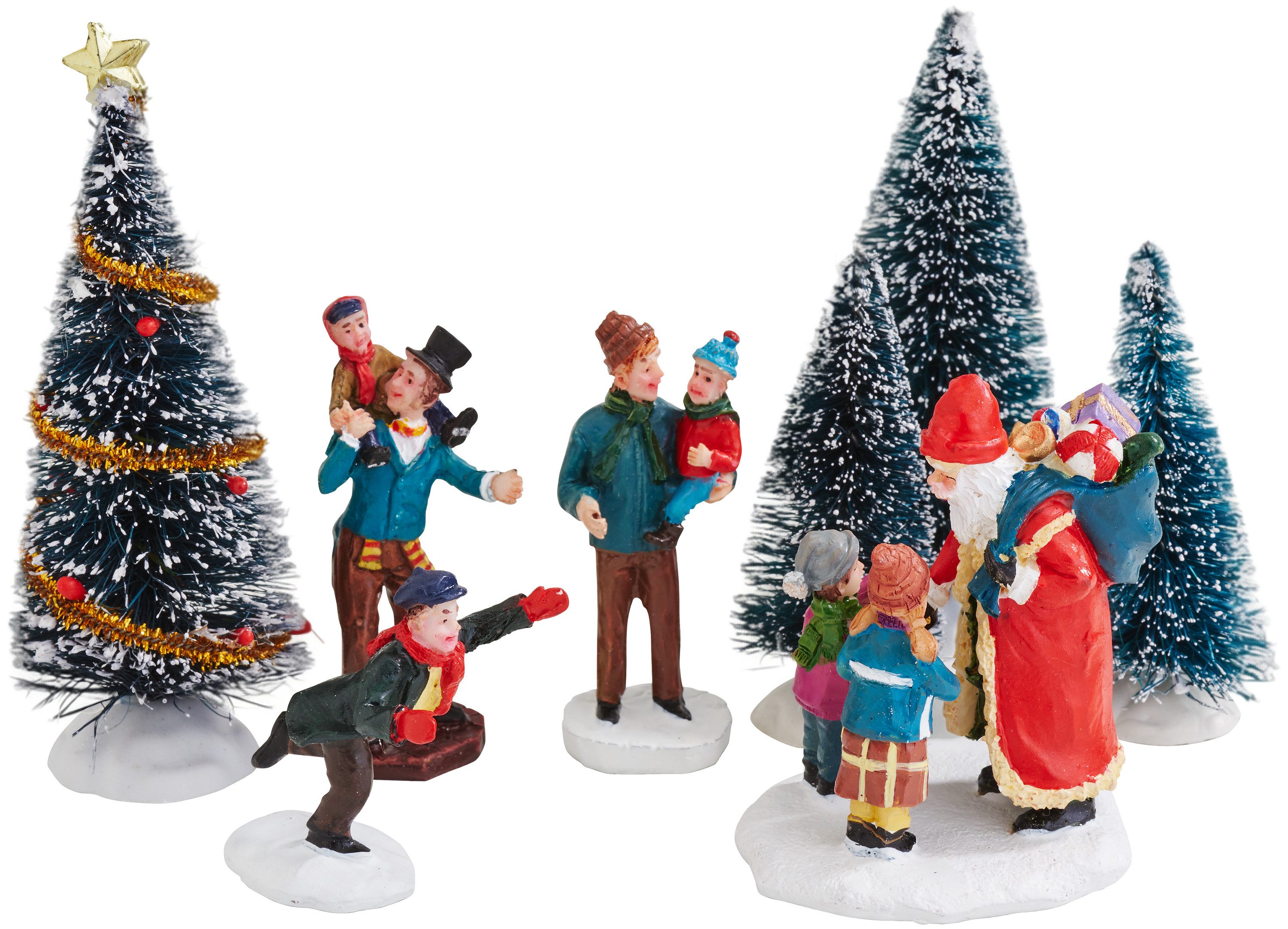 VBS Dekofigur Miniaturen-Set Weihnachtsmarkt, 8-tlg.