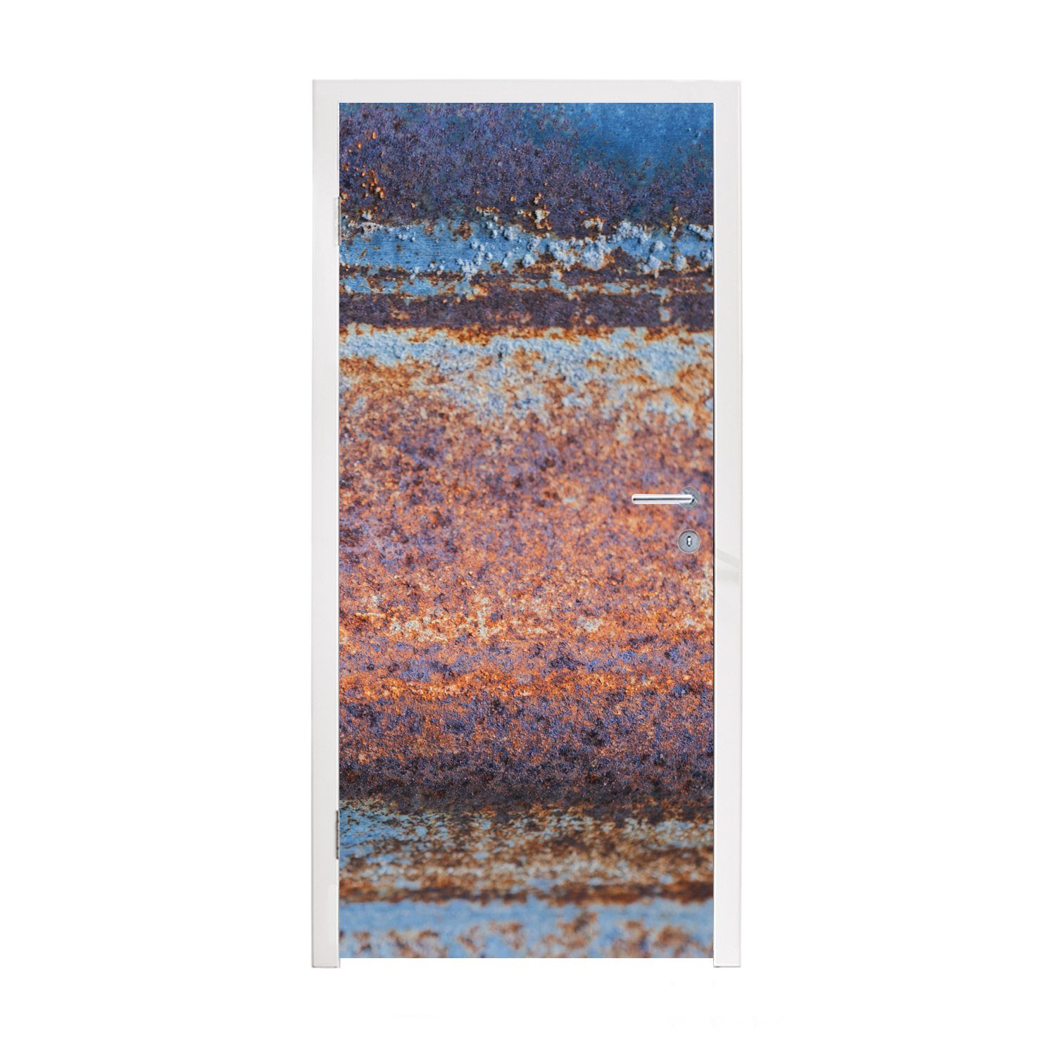 cm Rost Eisen - (1 Türaufkleber, Fototapete Tür, - MuchoWow Matt, St), Platten, bedruckt, für 75x205 Türtapete