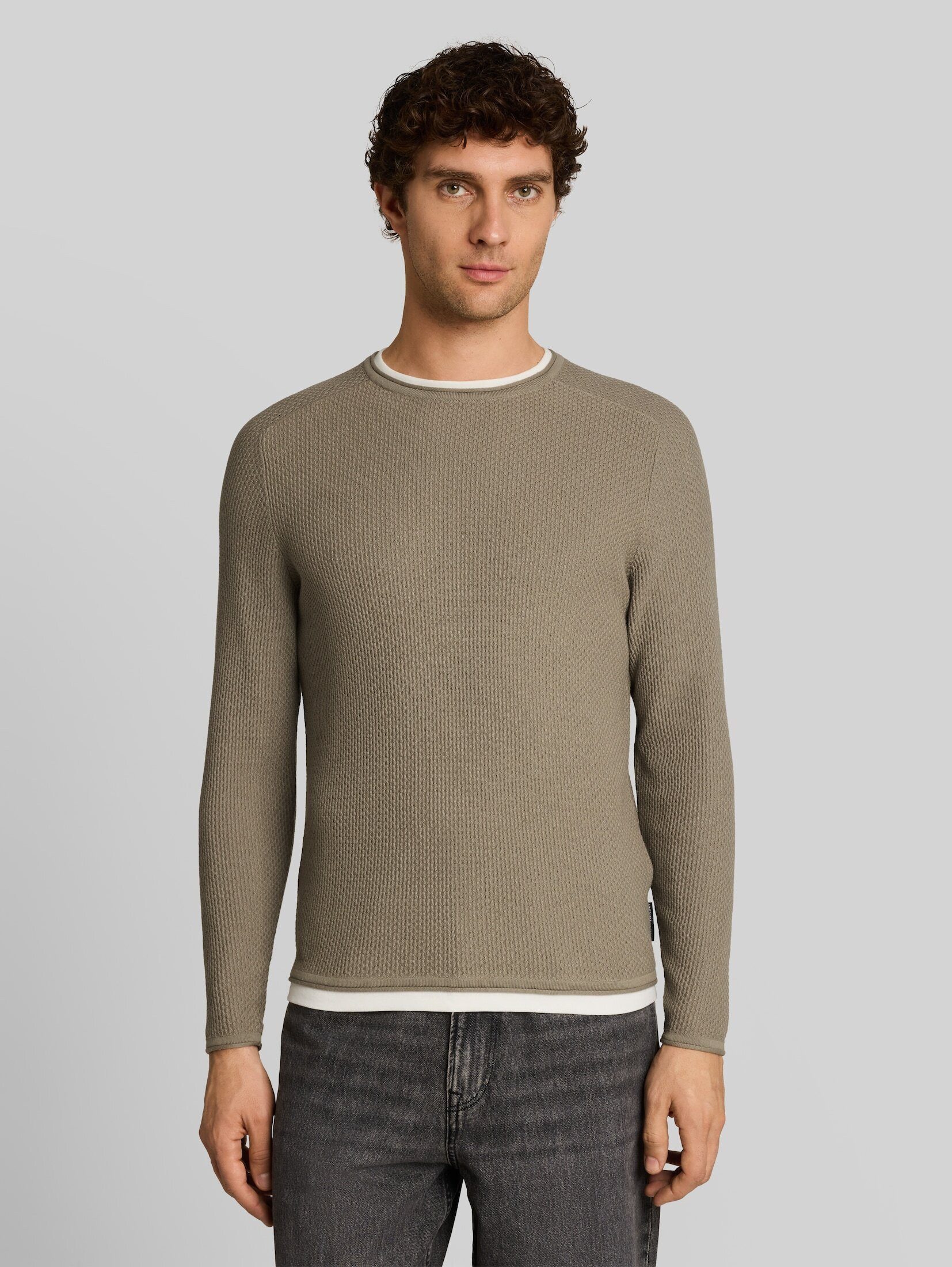 TOM TAILOR Denim Strickpullover Pullover & Strickjacken Strickpullover im 2-in-1-Look