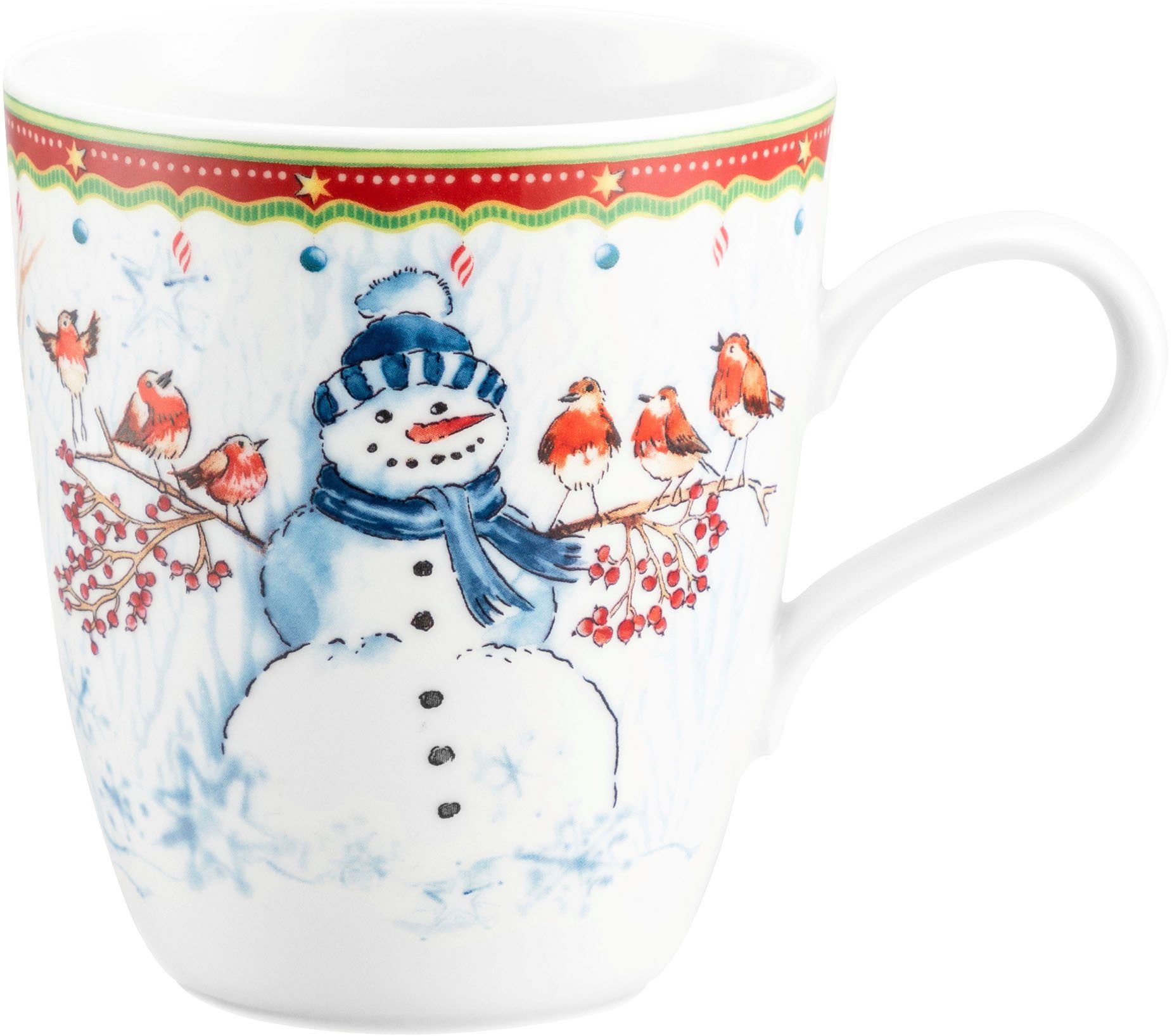 Seltmann Weiden Кружки Life - Schneemann, 1-tlg., Porzellan, Кружки mit Henkel 0,40 l und weihnachtlichem Dekor