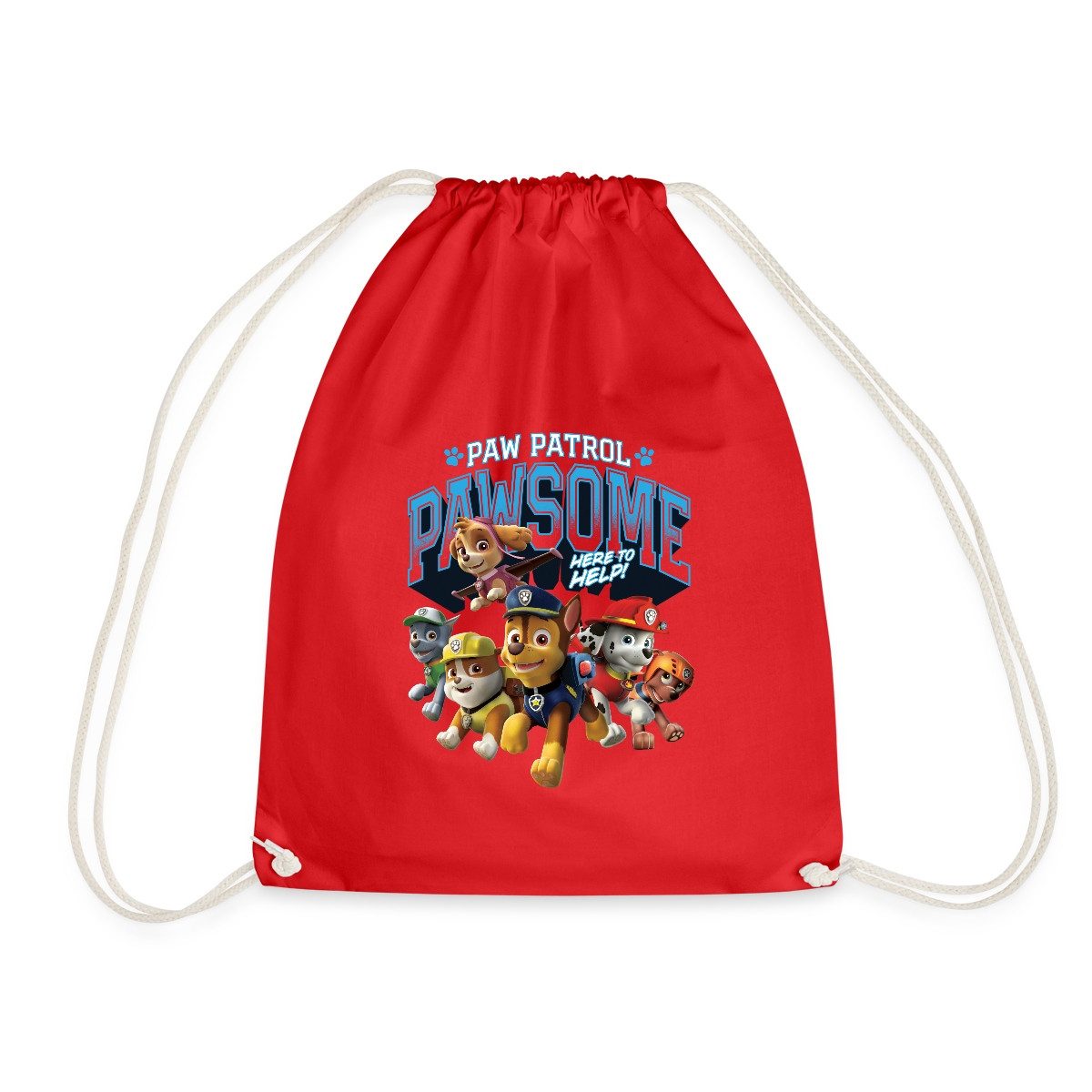 Spreadshirt Turnbeutel Paw Patrol Pawsome Here To Help Spruch Blau Turnbeutel (1-tlg)