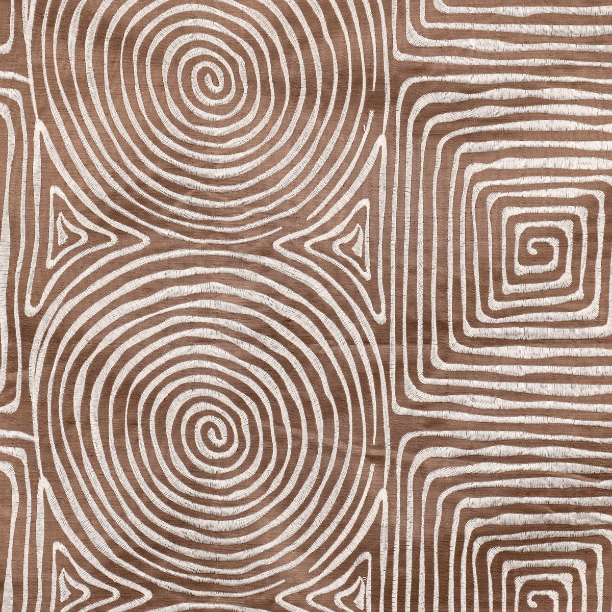 Rasch TEXTIL Stoff Rasch Textil Dekostoff Seidenoptik Stickerei Labyrinth braun creme 1,4, bestickt