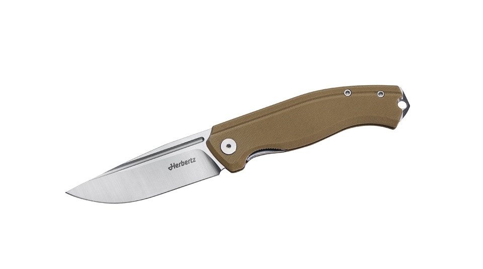 Herbertz Taschenmesser Herbertz Taschenmesser Kompakt Liner Lock, desert G10, D2 Stahl, (1 St), Hosenclip, Fangriemenöse