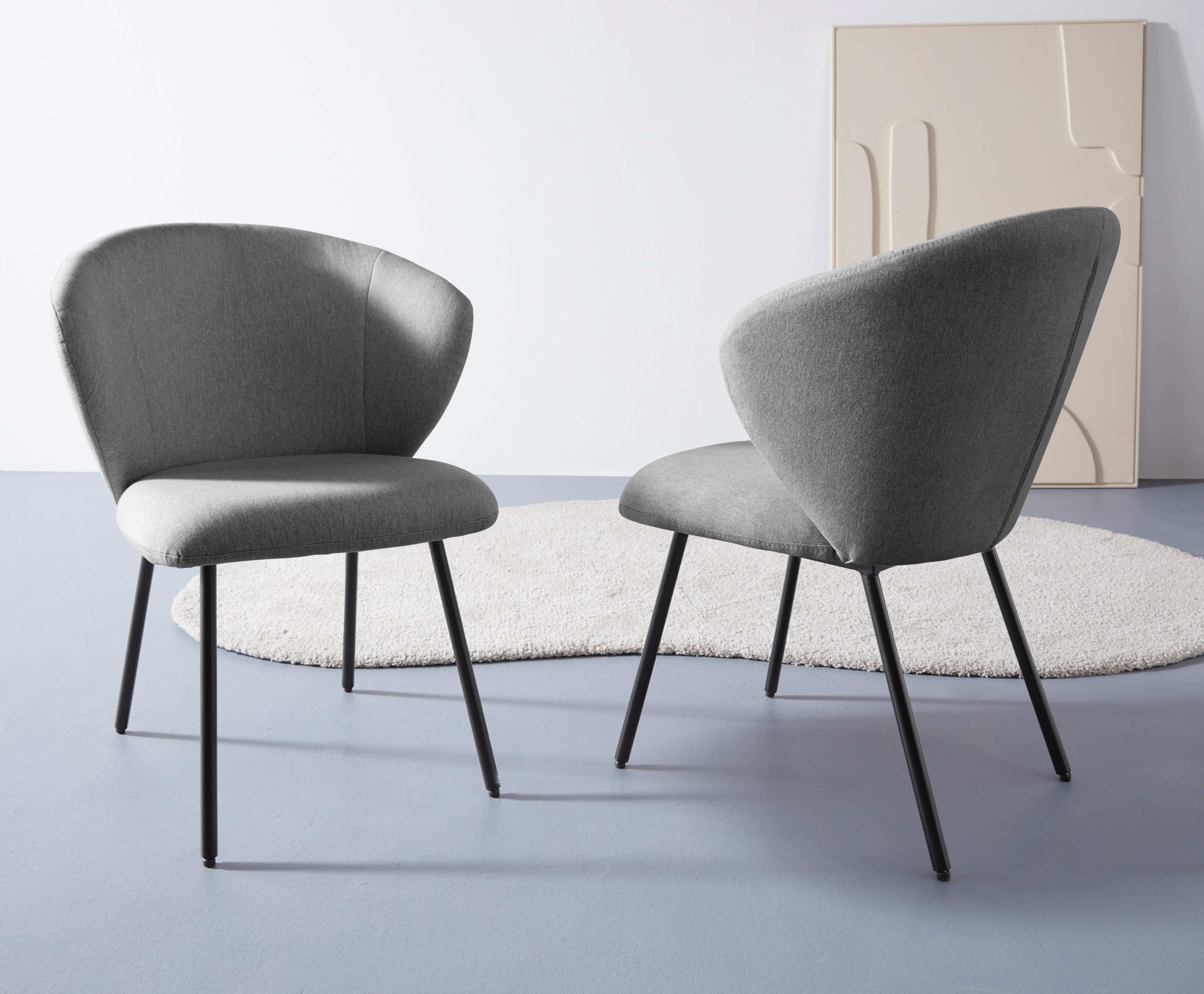 LeGer Home by Lena Gercke Esszimmerstuhl Galilea (Set, 2 St), mit elegantem Strukturstoffbezug und stabilem Metallfuß