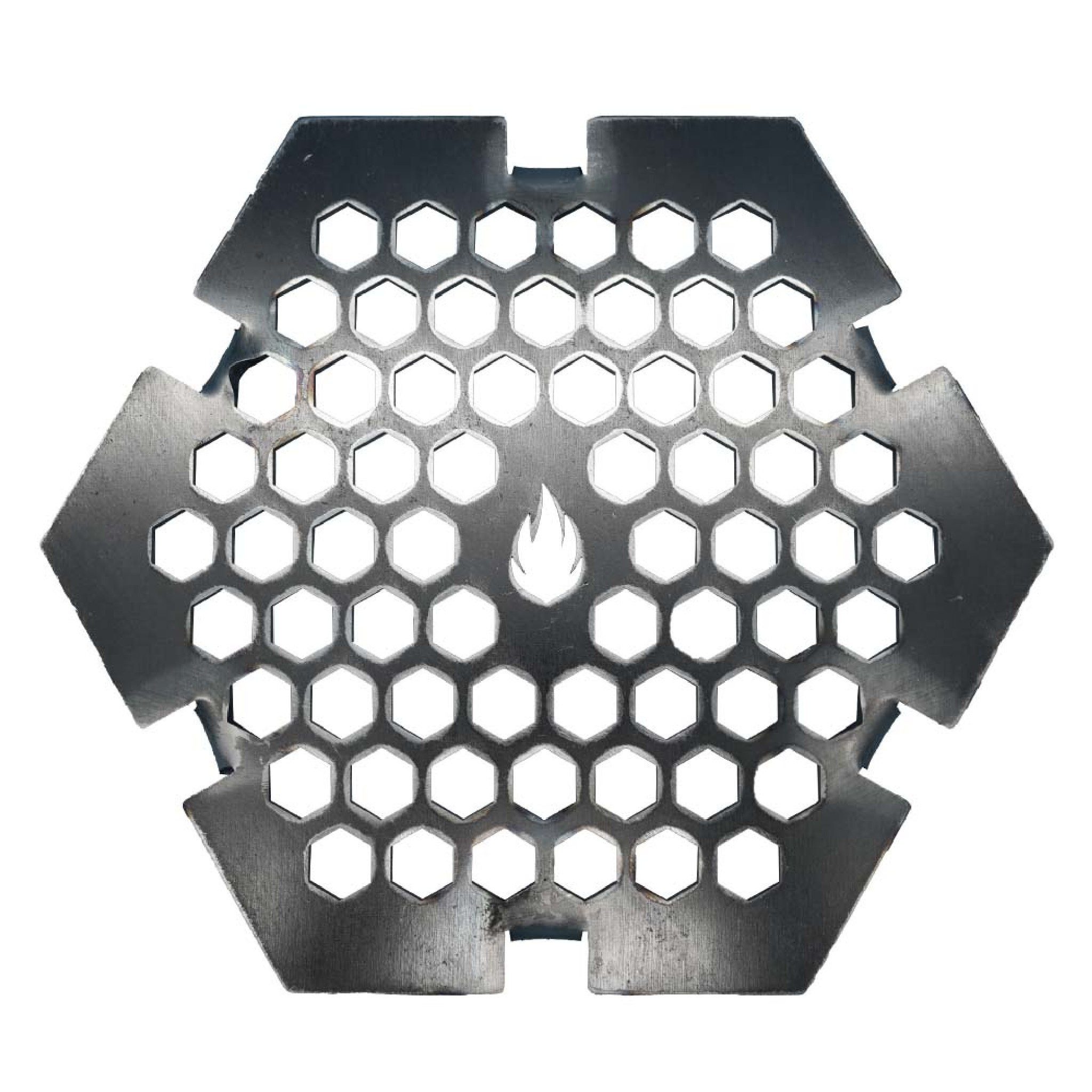 Feuerfest 123 GmbH Grillrost Grillrost 6-eckig Ø 21 cm Einsatz für Feuerplatte Waben Design