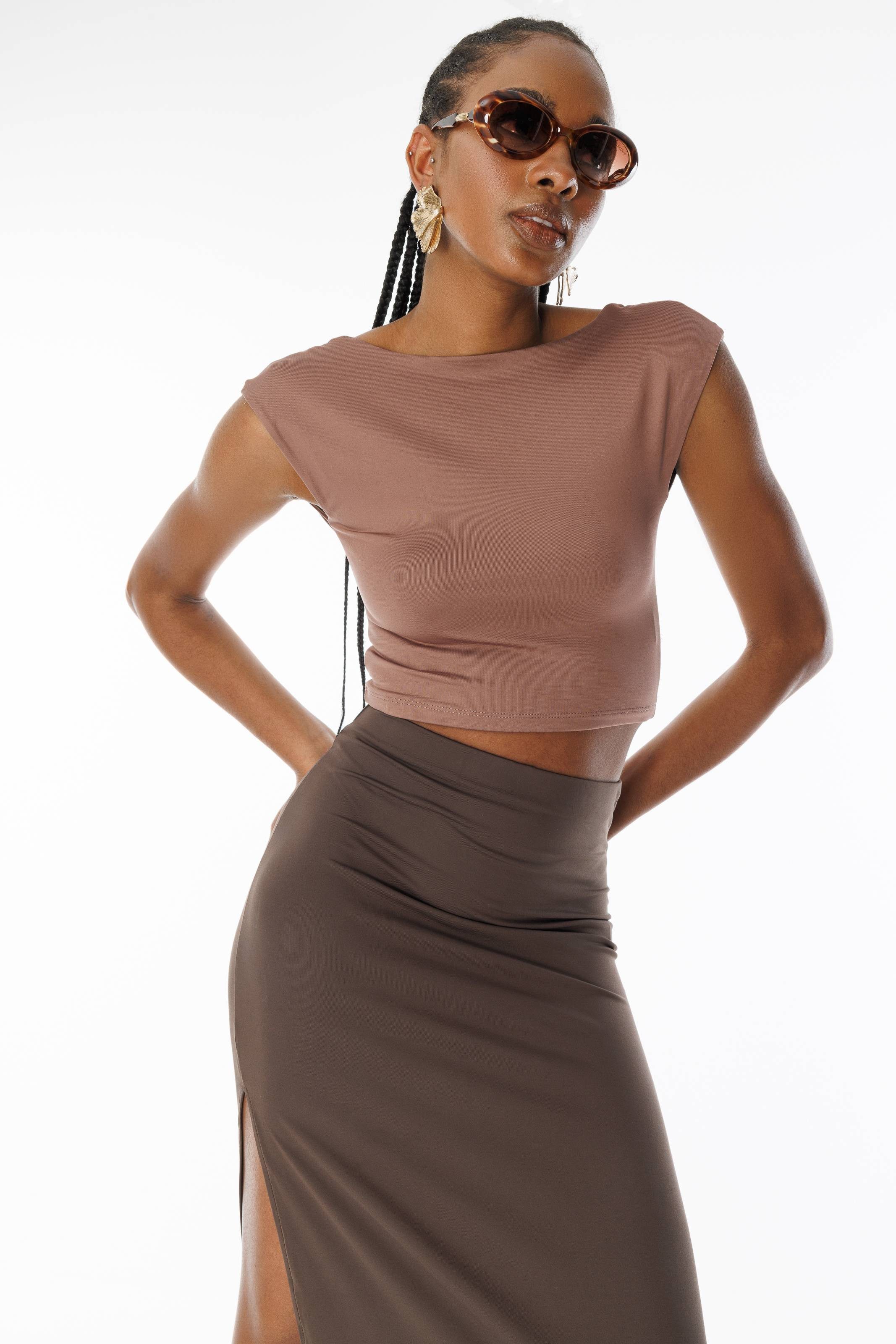 No Matter What Blusentop Rückenfreies Basic-Crop-Top günstig online kaufen