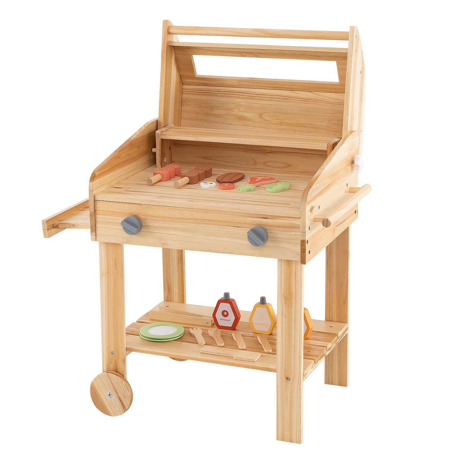 COSTWAY Kinder-Grill, Kinder BBQ, Outdoor Spielgrill Holz