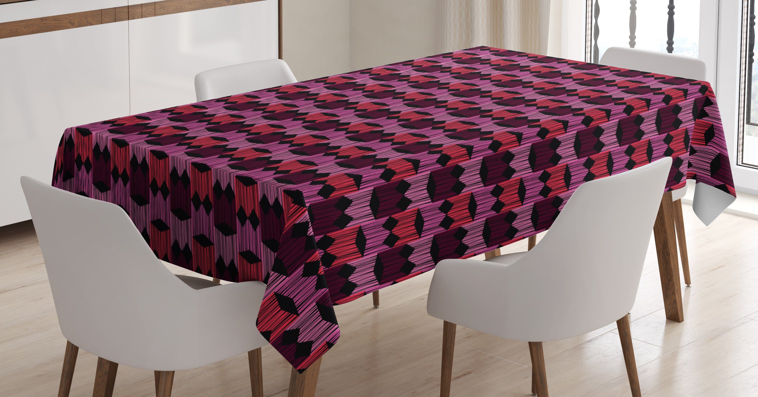 Außen Ikat Abakuhaus Klare Tischdecke den Bereich Für abstrakte Farbfest Farben, geometrische geeignet Waschbar