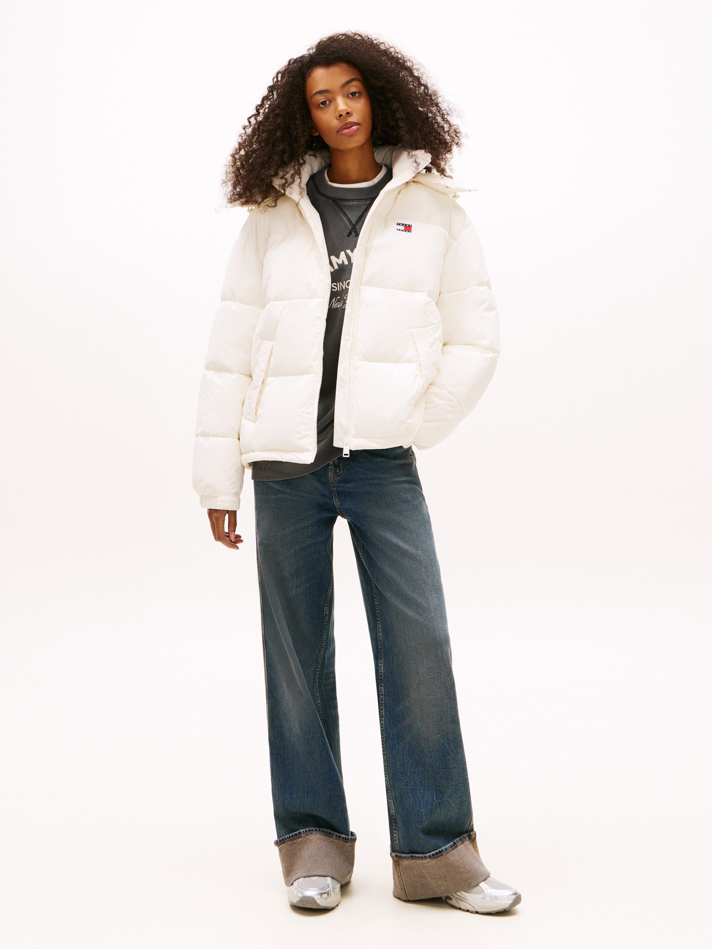 Tommy Jeans Steppjacke TJW OVS HOODED FLAG PUFFER EXT