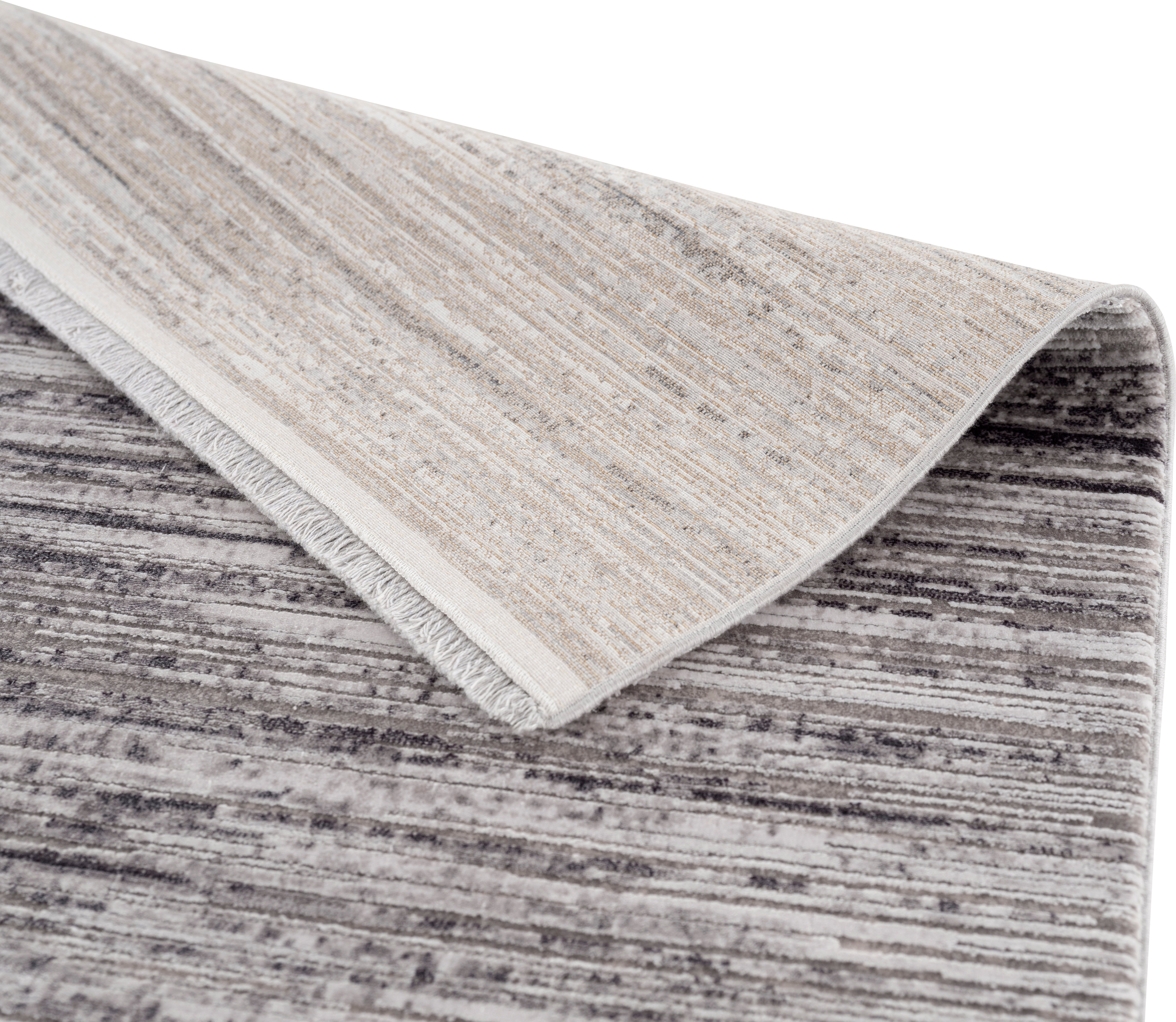 Teppich Gravina 6624 Hoch-Tief-Struktur eleganter anthrazit seidiger ASTRA, Flor, Höhe: rechteckig, mm, 7 225, Viskoseteppich