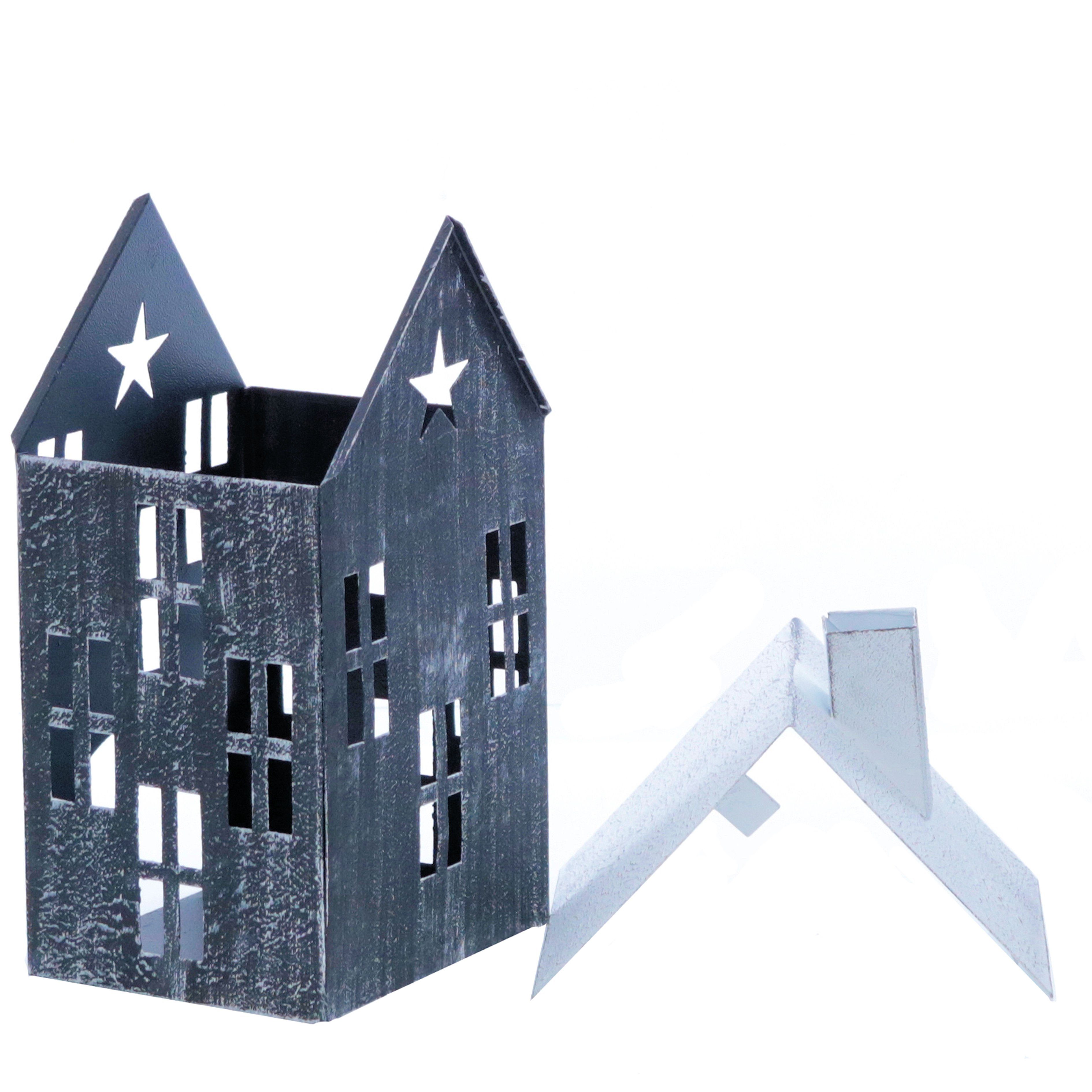 Spetebo Kerzenlaterne Metall Windlicht Haus mit Stern 3er Set - schwarz (Se günstig online kaufen