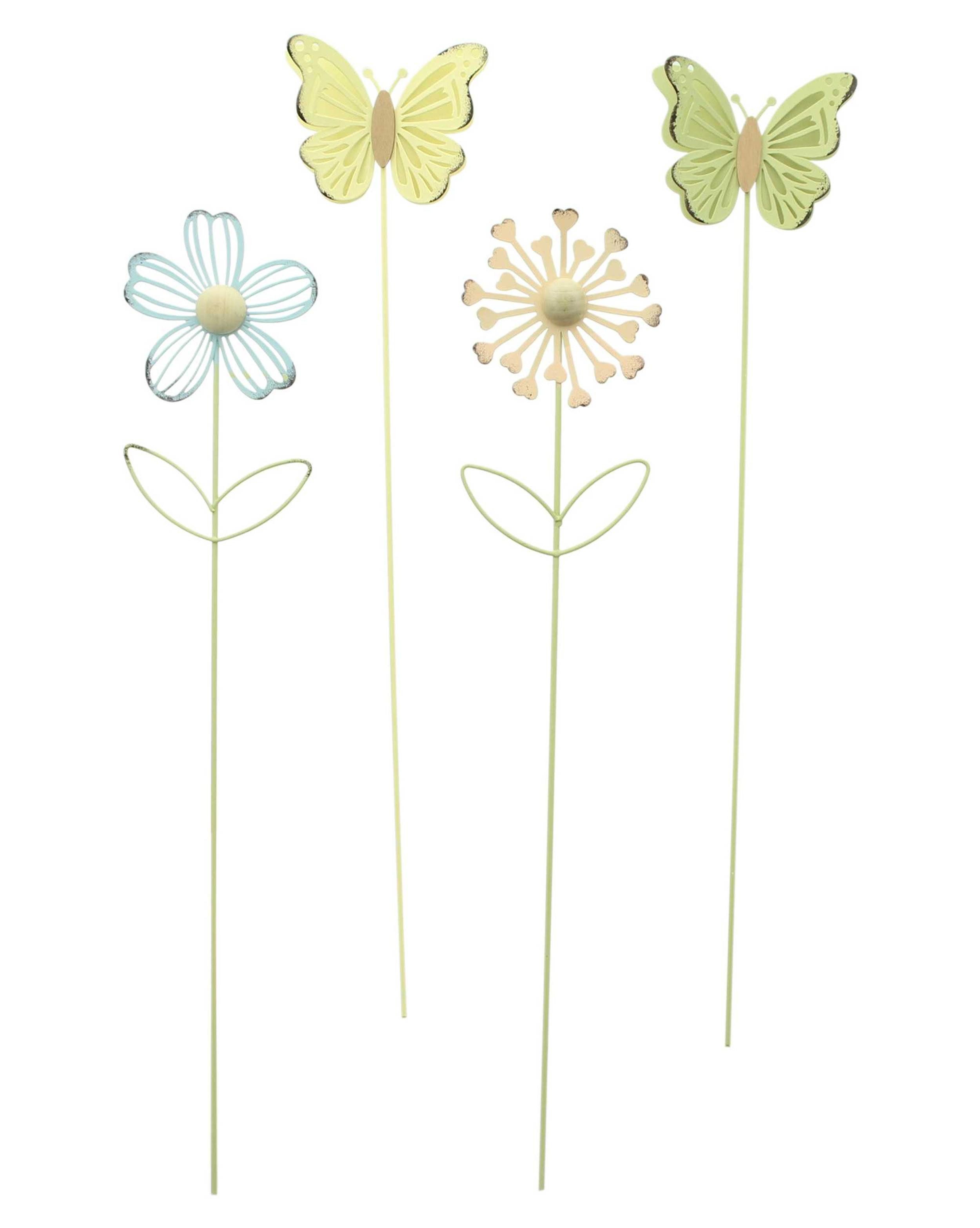 Dekoobjekt Stecker "Blume & Schmetterling", 4er Set