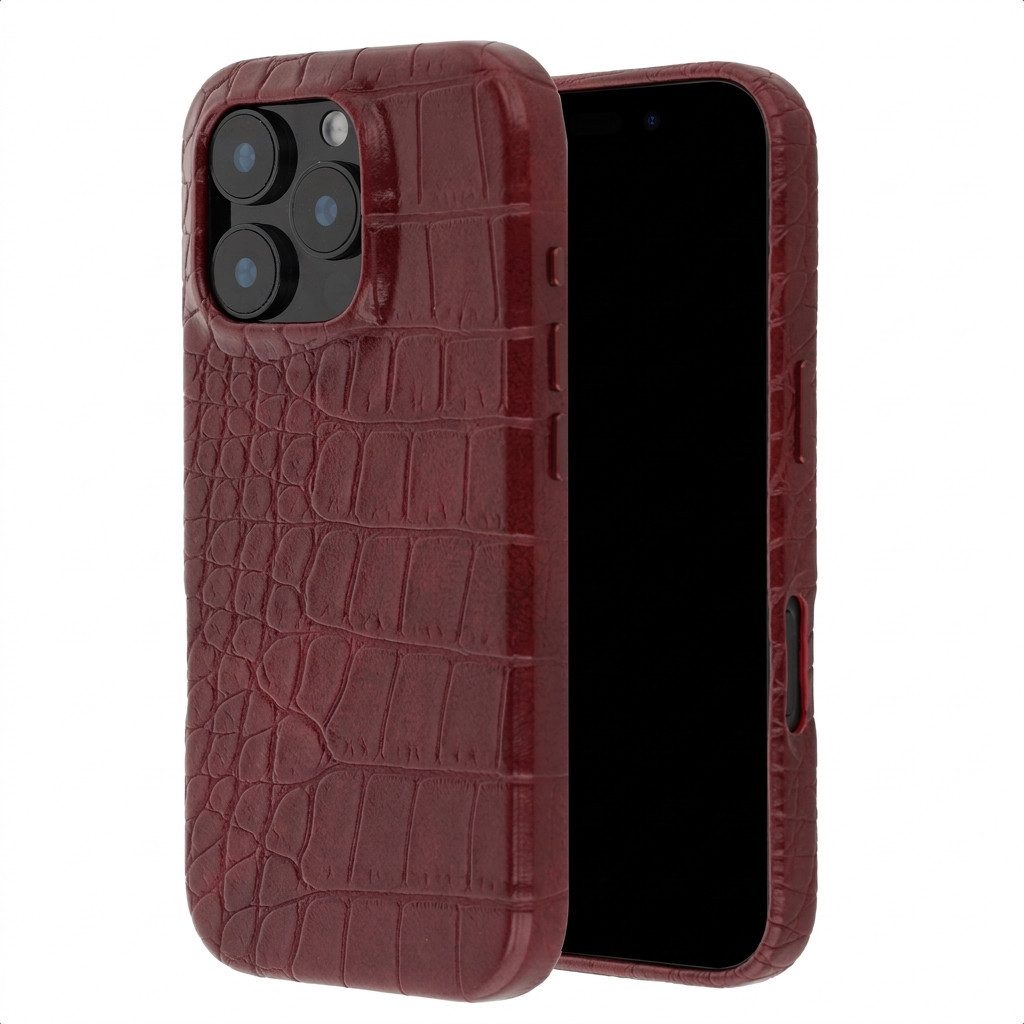 Selencia Backcover Selencia Croco Backcover mit MagSafe Apple iPhone 16 Pro - Burgundy