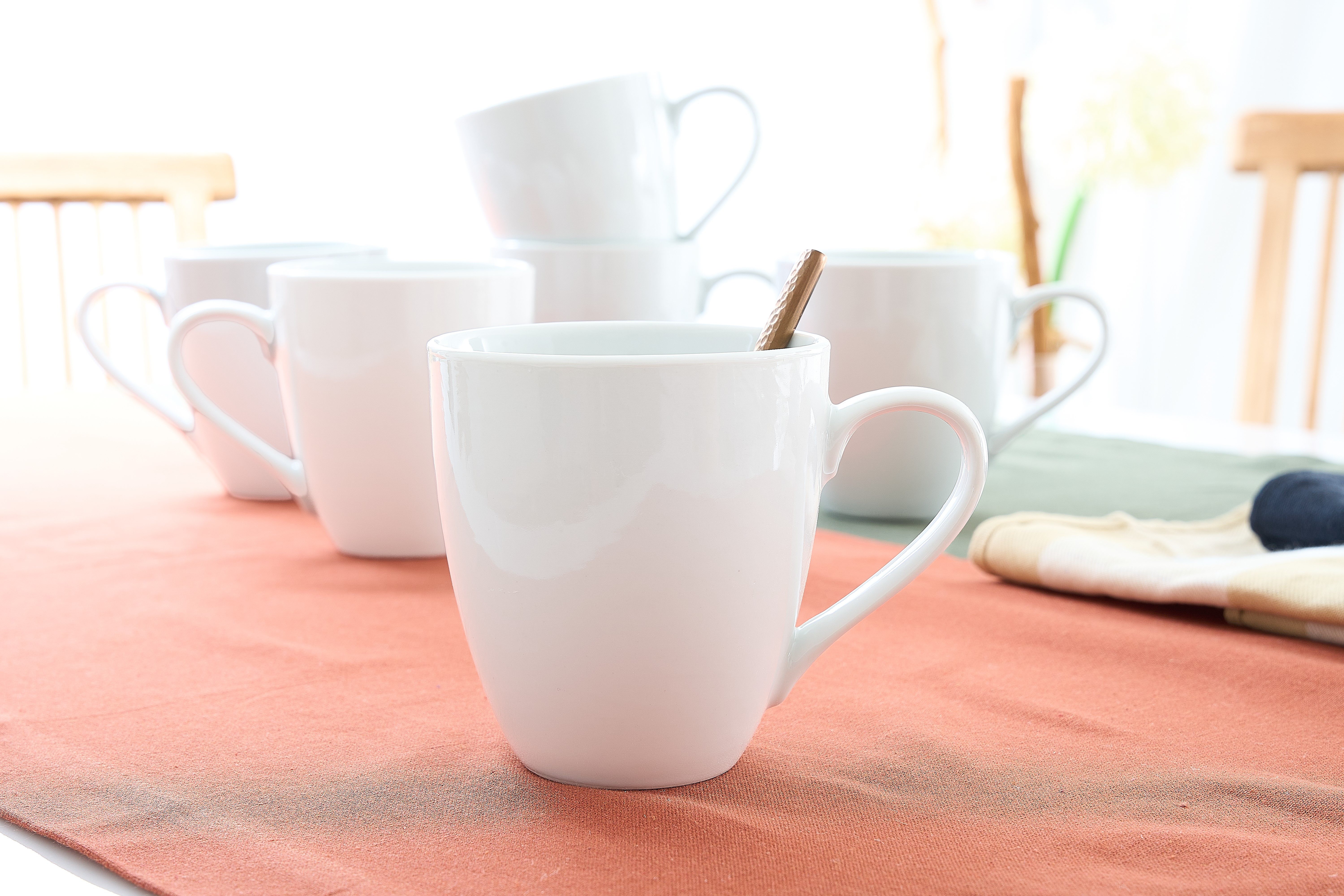 Retsch Arzberg Becher, 6-tlg., Porzellan, großer XXL Henkelbecher in gefällig bauchiger Form, 6-teilig, 500 ml
