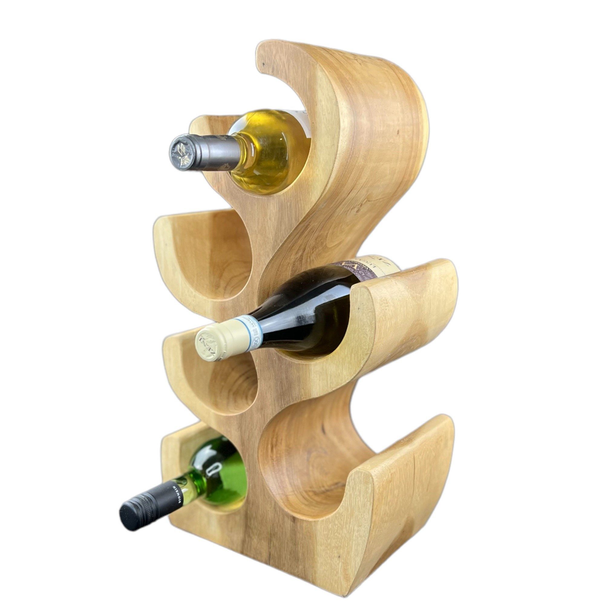 FaHome Weinregal Massiv Holz: Handgefertigter, Edler & Hochwertiger Weinhalter, (50/70/100x27x18) Natur – Bild 2 von 4