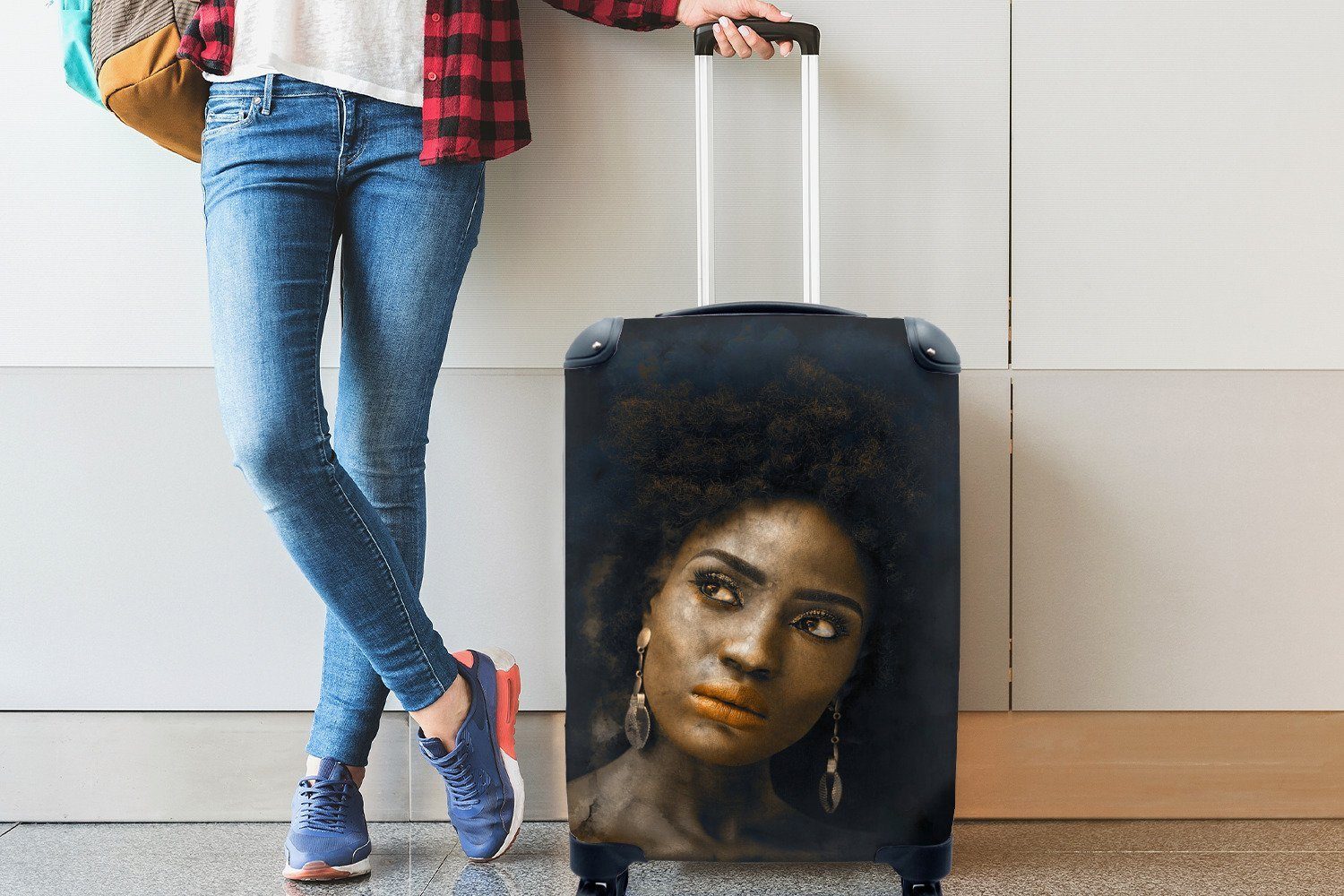 4 Reisekoffer rollen, Ohrringe, Ferien, Trolley, Rollen, mit - MuchoWow Handgepäck Reisetasche - für Frauen Handgepäckkoffer Farben