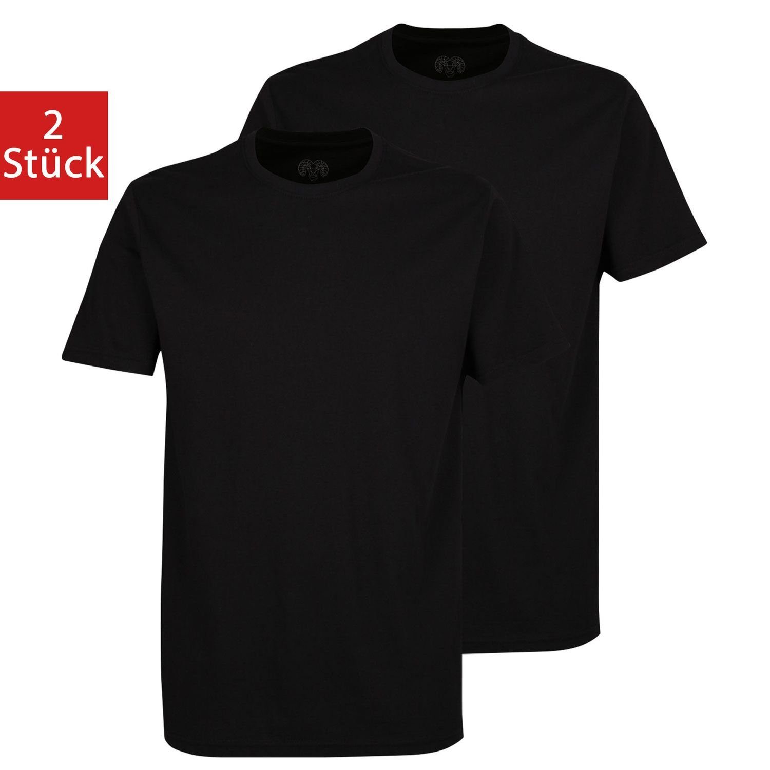 CECEBA T-Shirt Pure Cotton (2-tlg) Rundhalsausschnitt, kurzarm, uni, im 2er Pack Schwarz