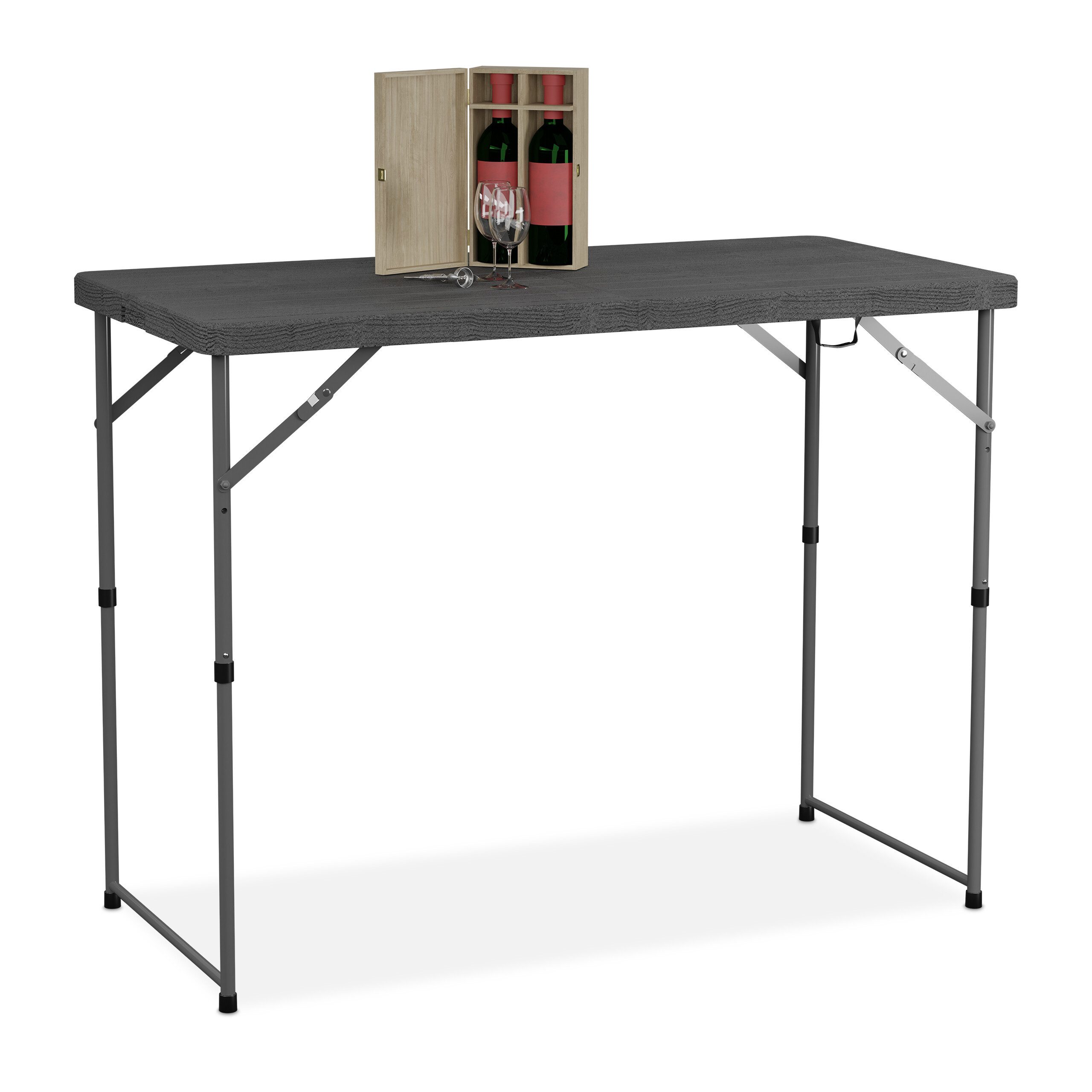 relaxdays Gartentisch klappbar höhenverstellbar, Grau günstig online kaufen