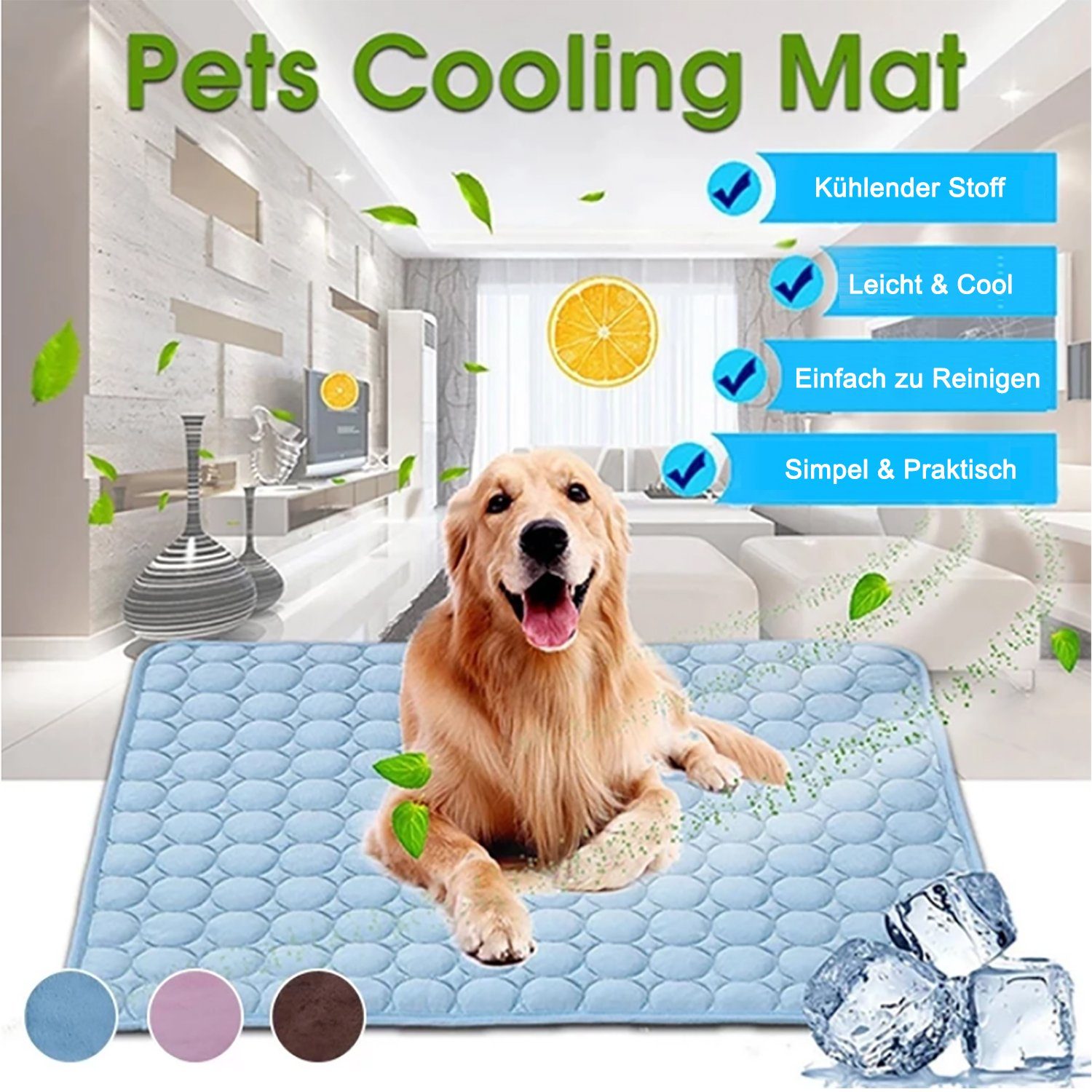 TPFLiving Hundematte Kühlende Unterlage für Ihr Haustier - Kühlmatte für Katzen und Hunde, Selbstkühlend und Atmungsaktiv - Verschiedene Modelle