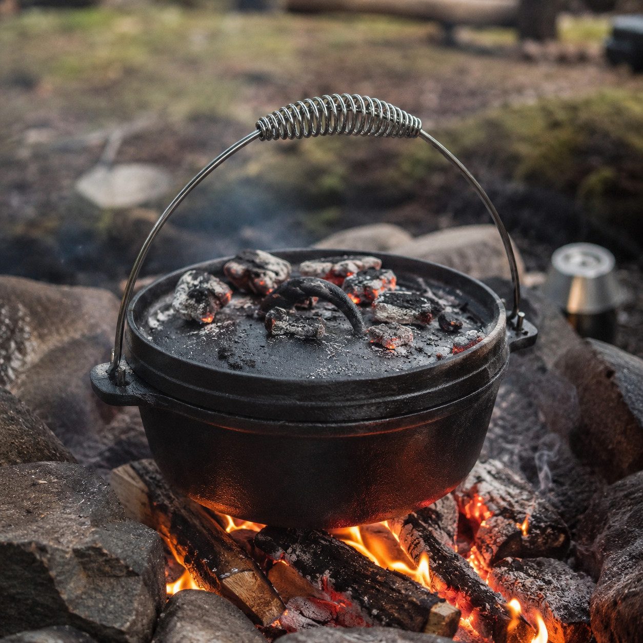 matrasa Grilltopf mit Deckel & Henkel - Dutch Oven - Schmortopf Gusseisen 1,5 L 20x11cm, Gusseisen